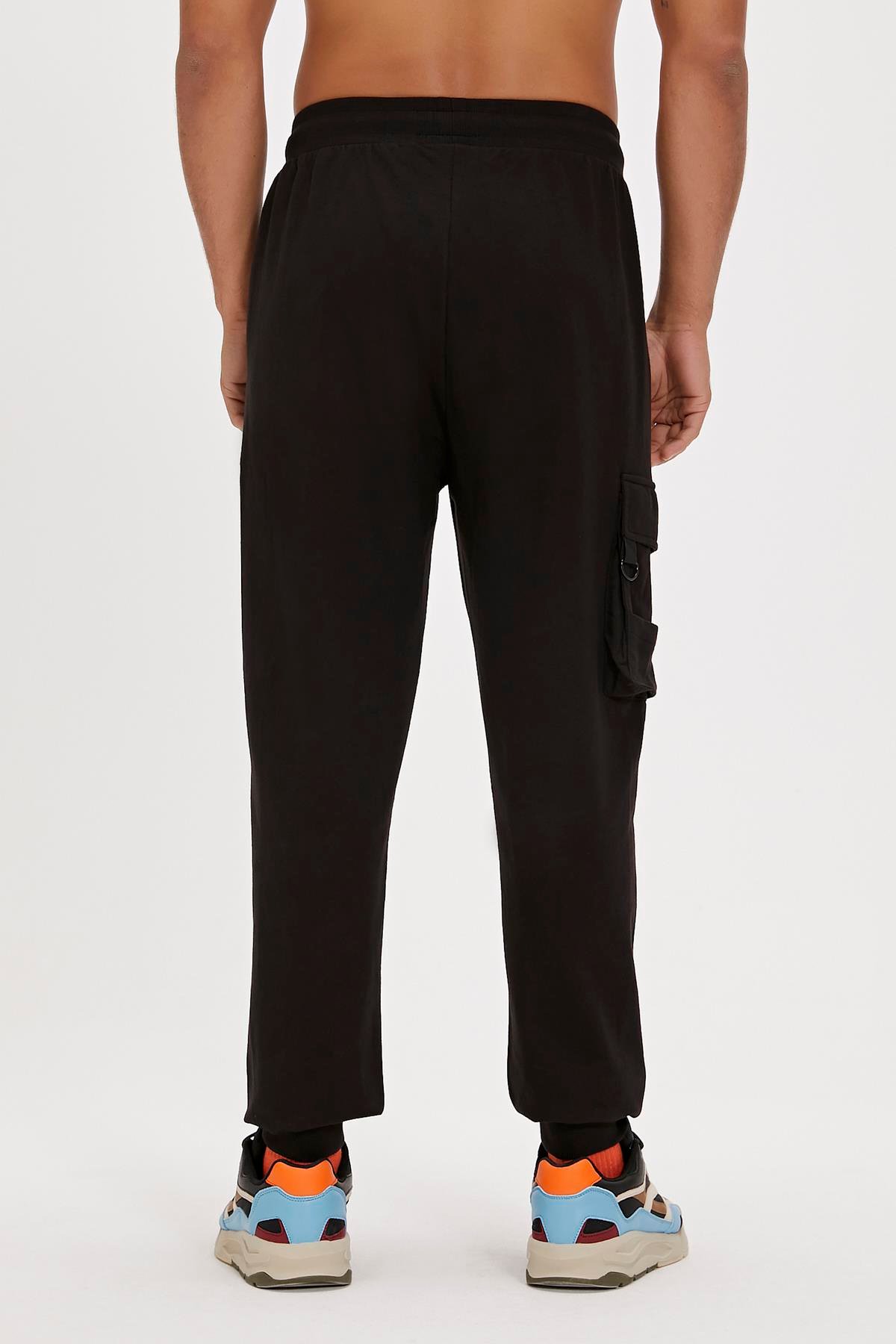 Valencia Pants Siyah Kargo Cep Erkek Eşofman Altı