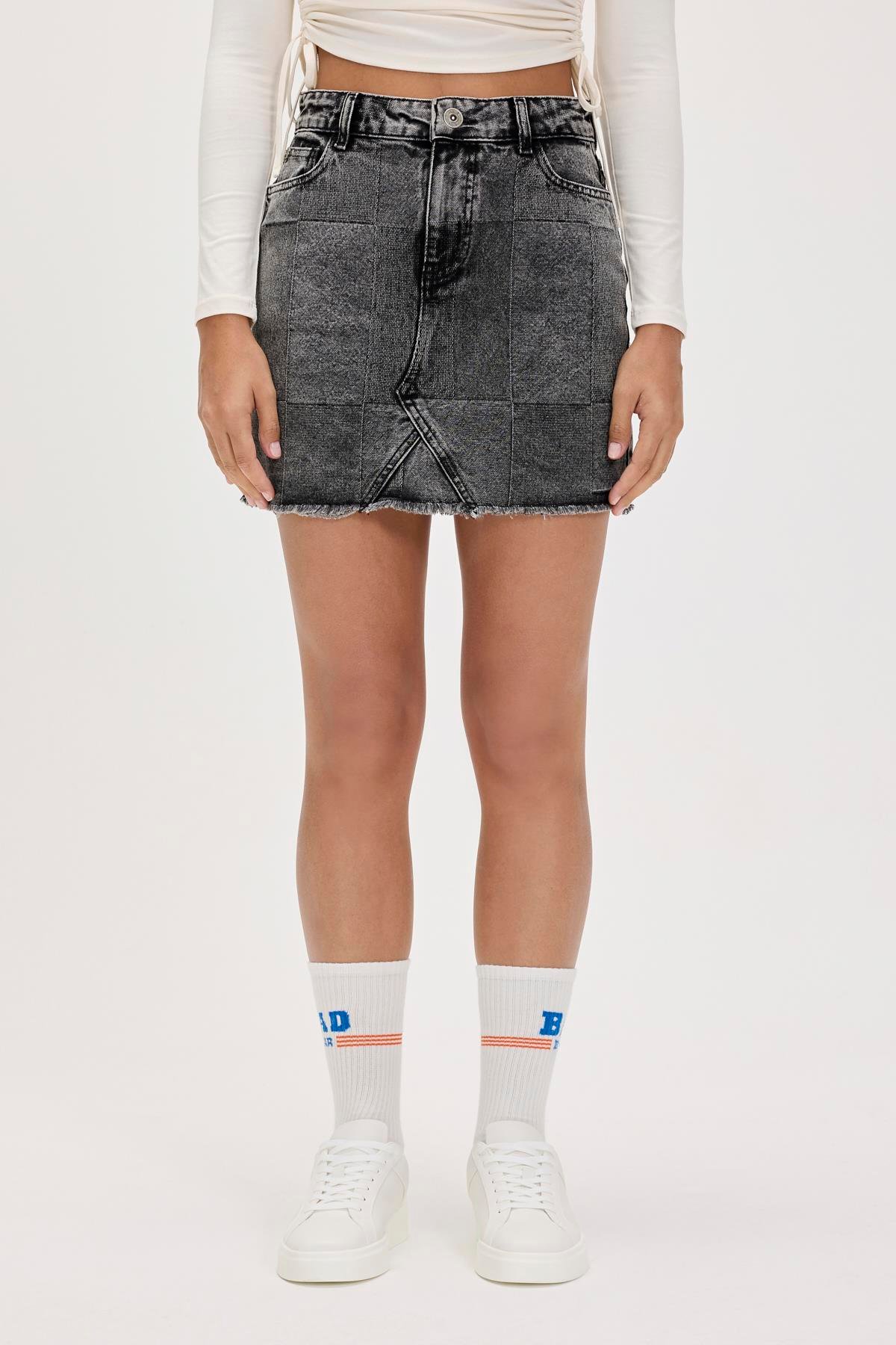VENDY DENIM SKIRT SİYAH