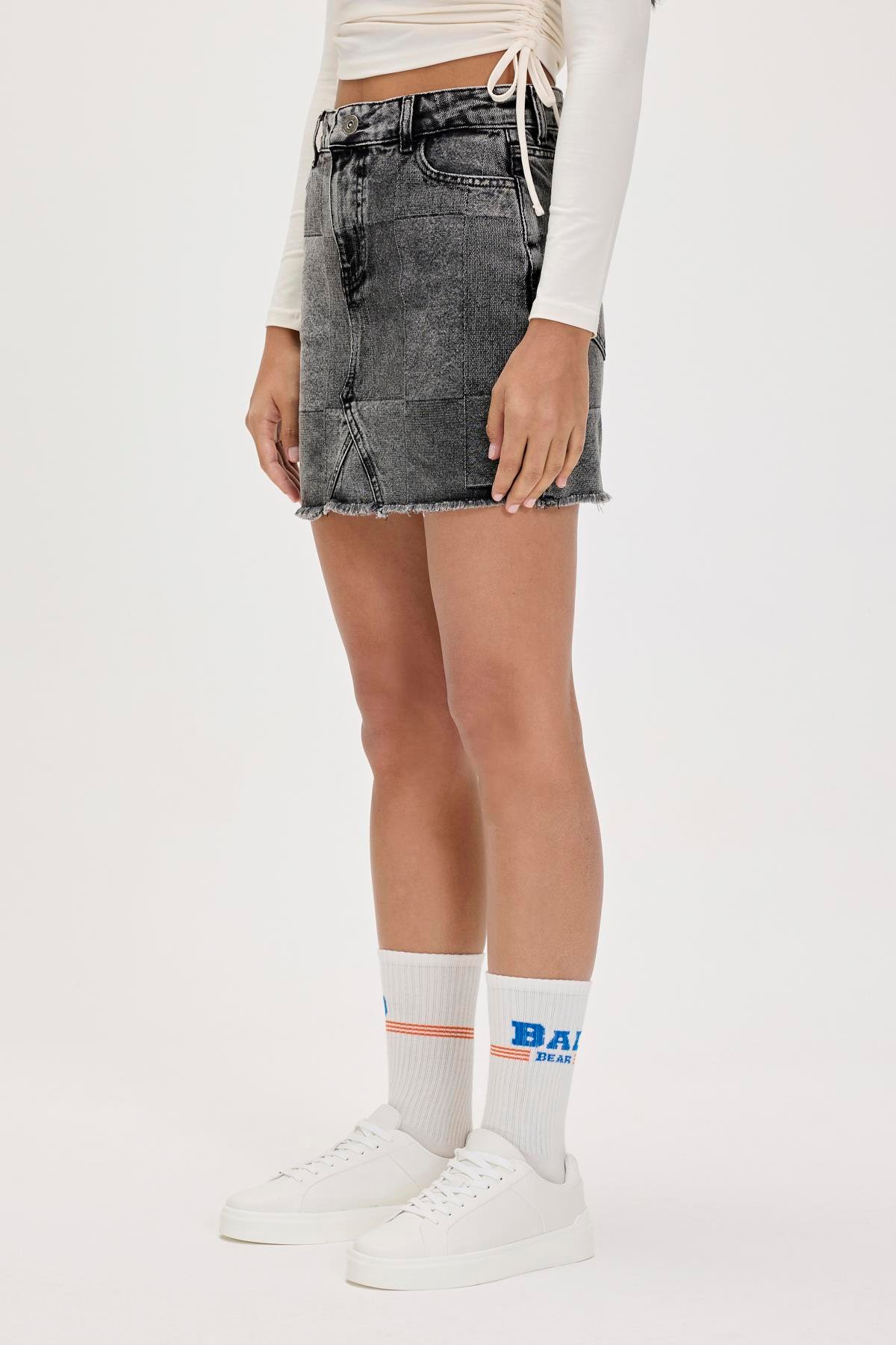 VENDY DENIM SKIRT SİYAH