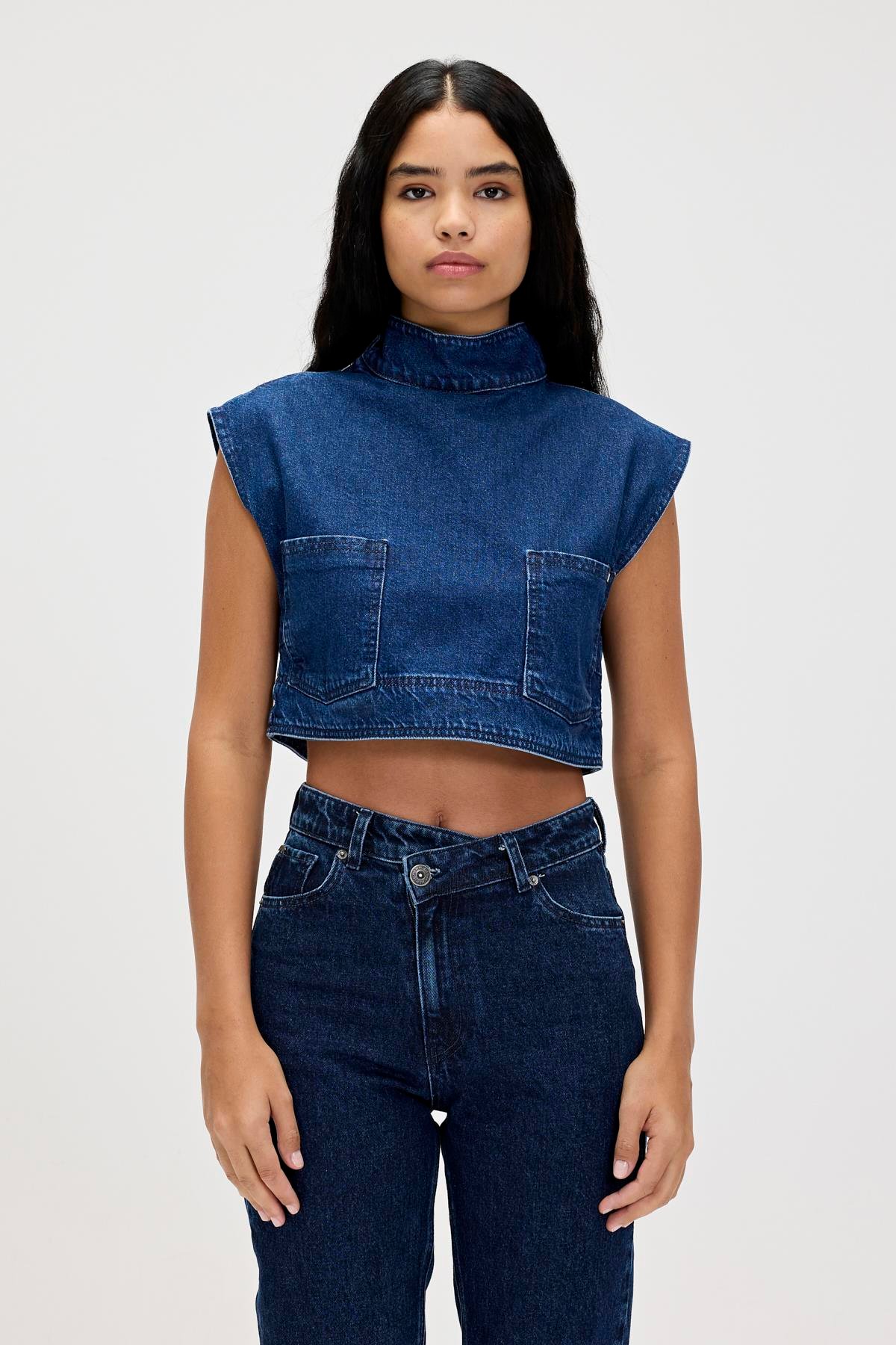 VERONICA DENIM TOP İNDİGO