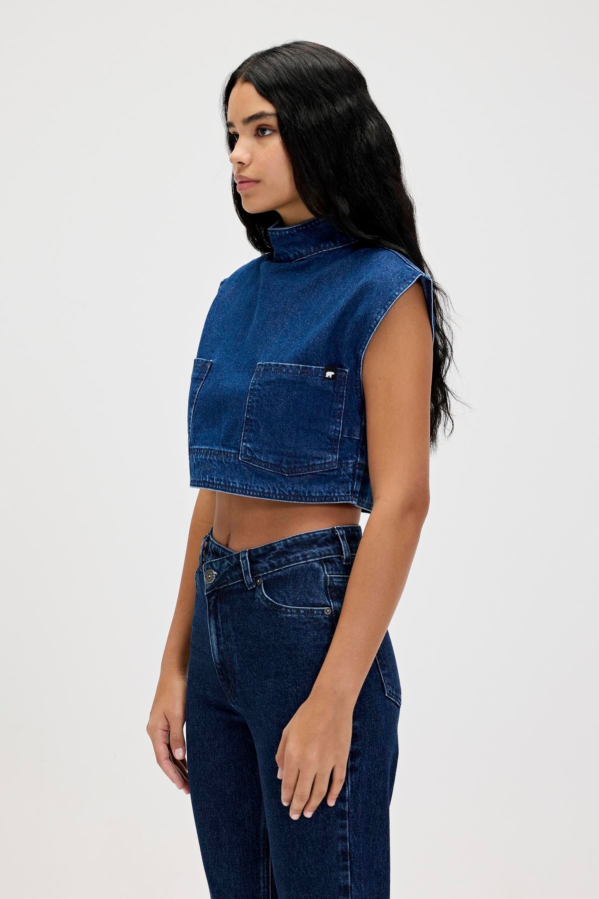 VERONICA DENIM TOP İNDİGO