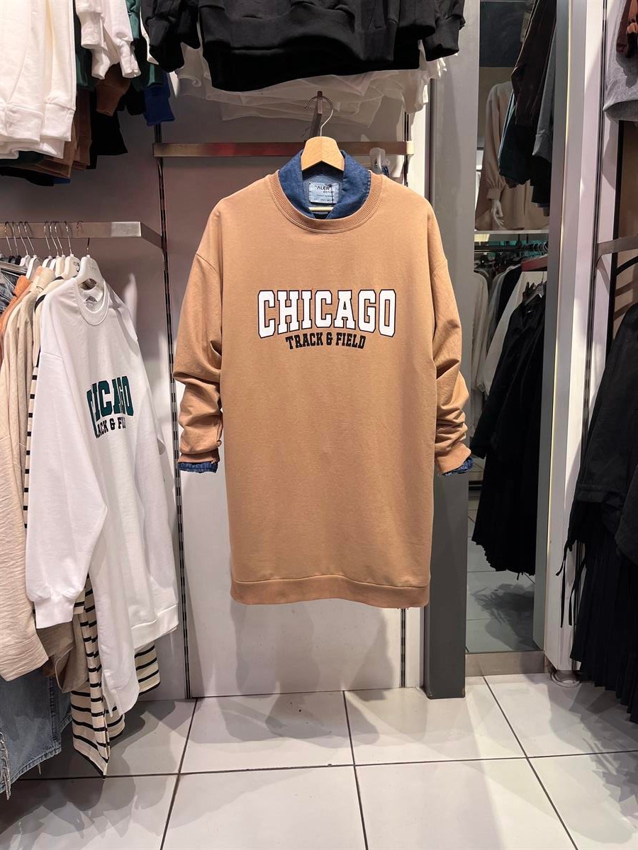 as chıcago baskılı sweat camel