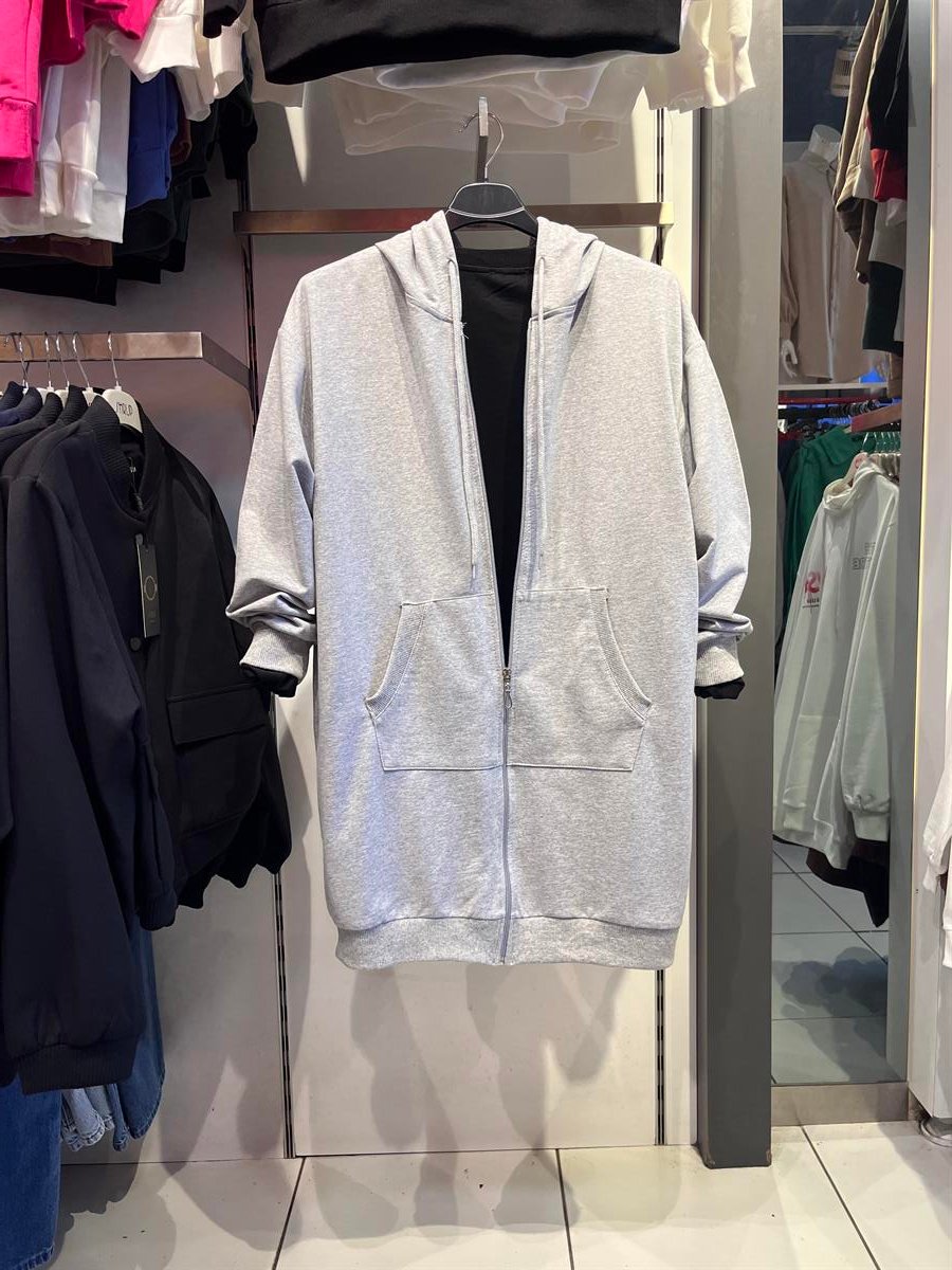 as fermuarlı sweat gri
