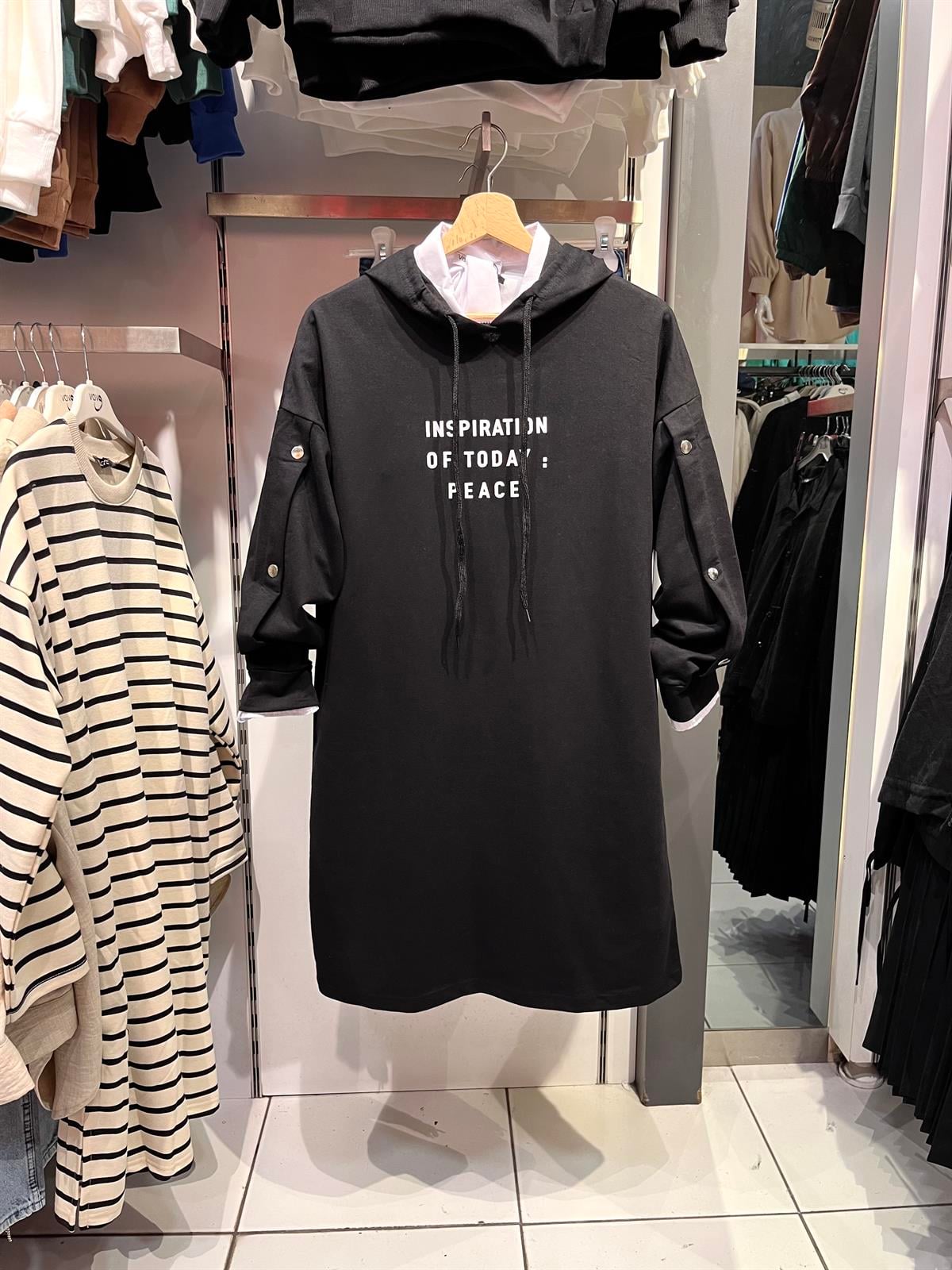 as kolu çıt çıtlı sweat siyah 