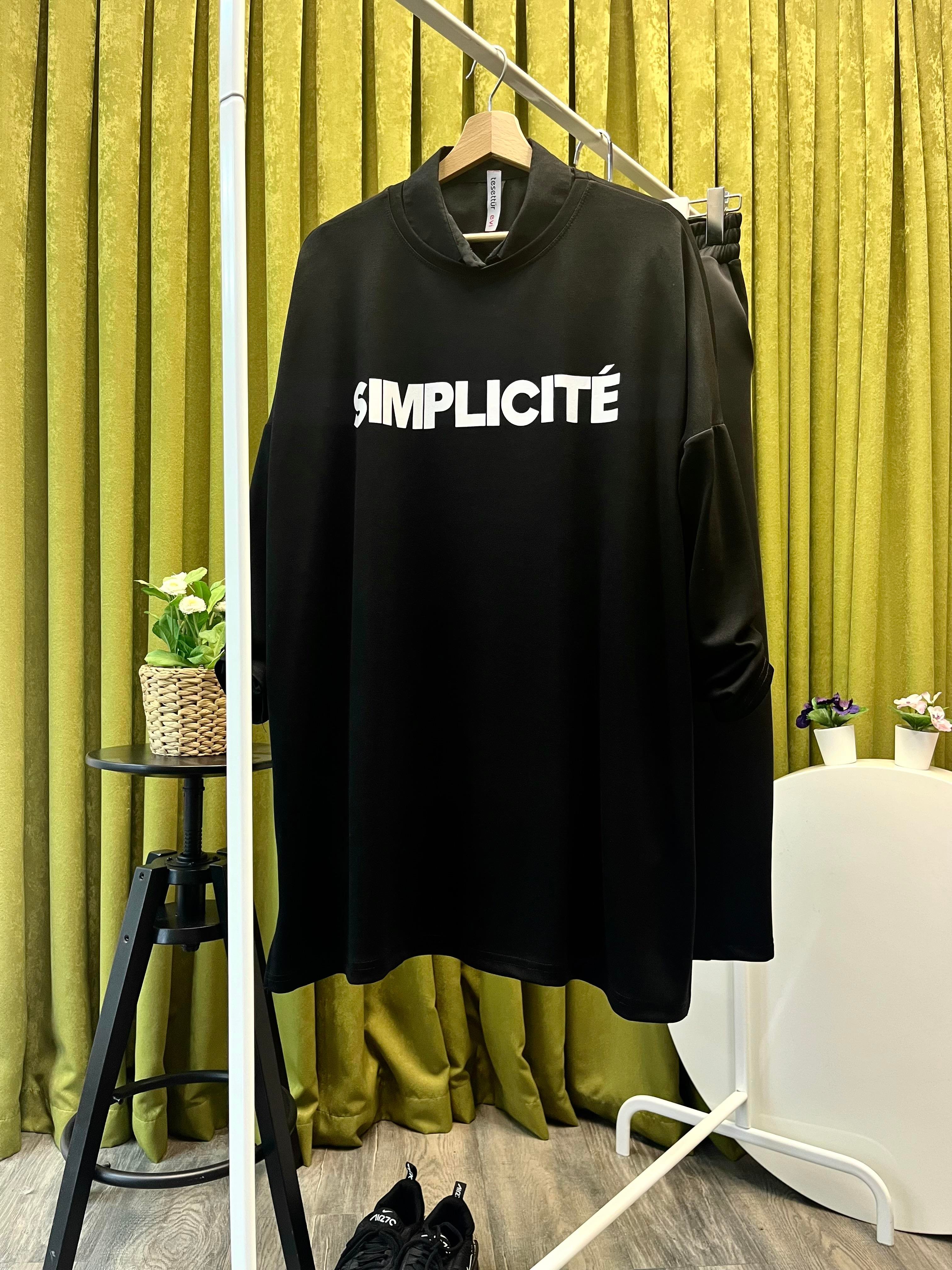 as SIMPLICITE baskılı sweatshirt siyah