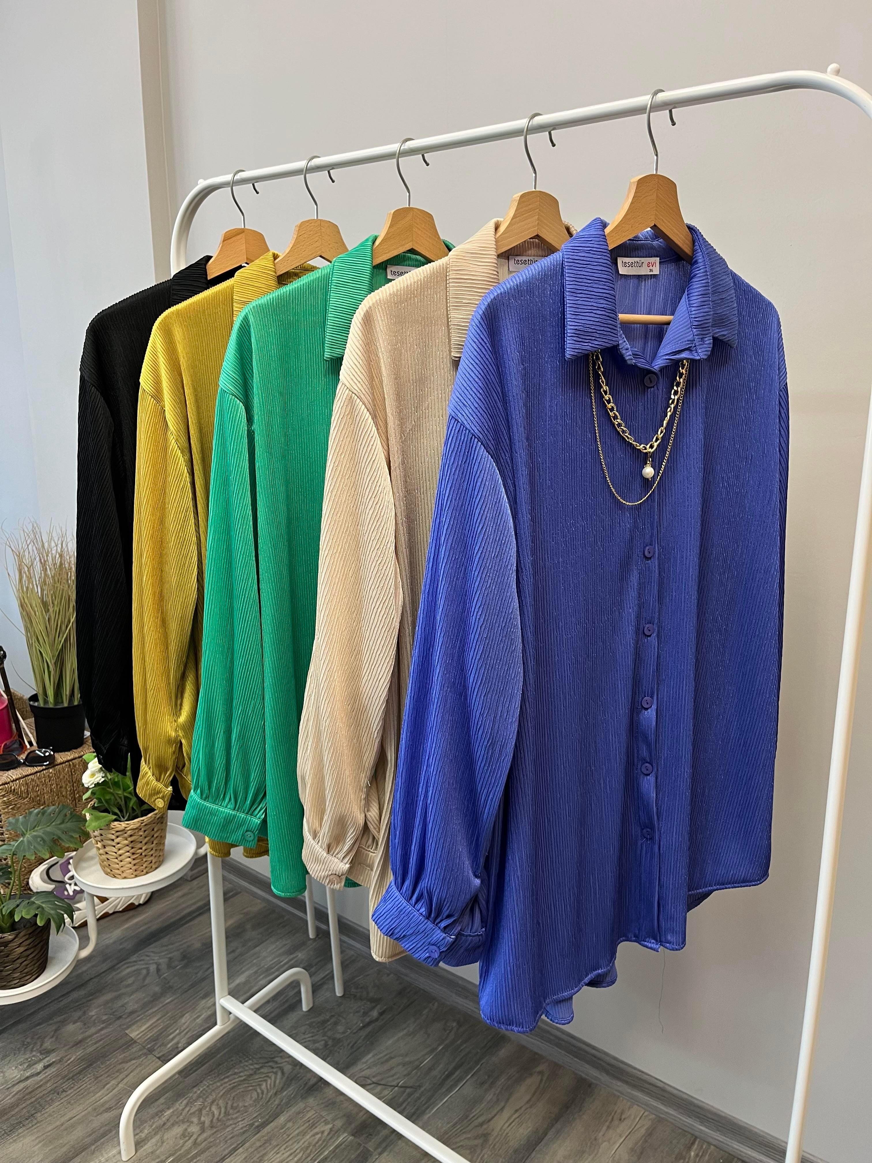 bt kolyeli gömlek mor