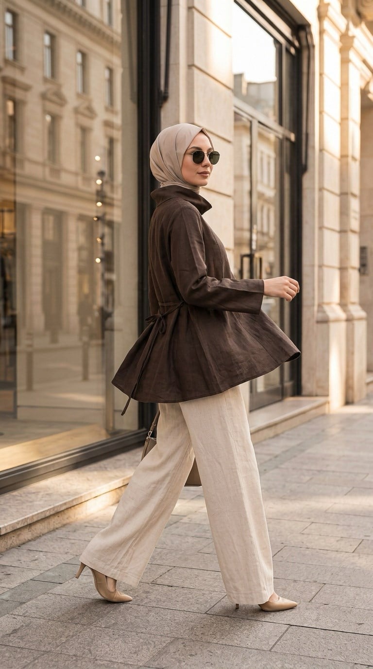 El degaje yaka tunik Kahve