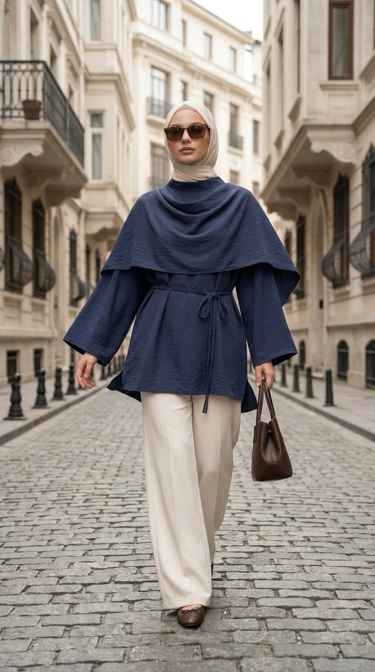 garni pelerin tunik indigo