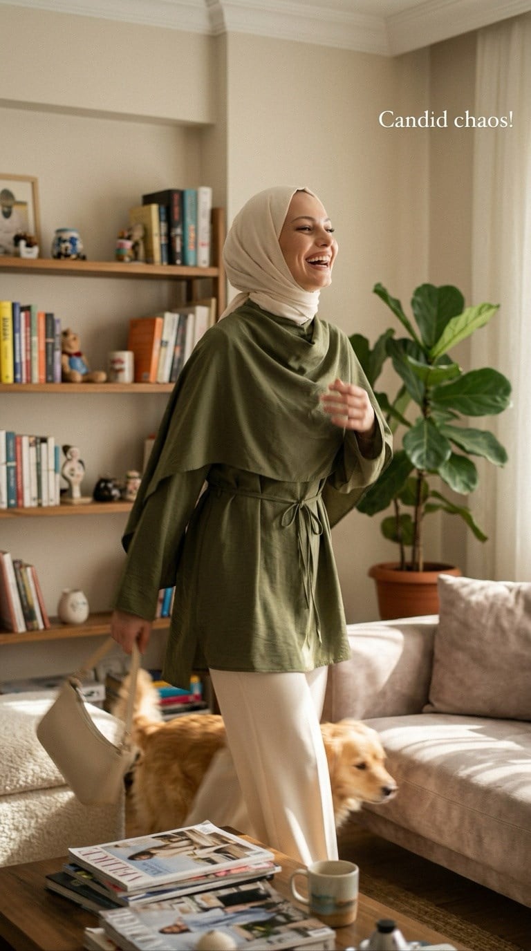 garni pelerin tunik yeşil