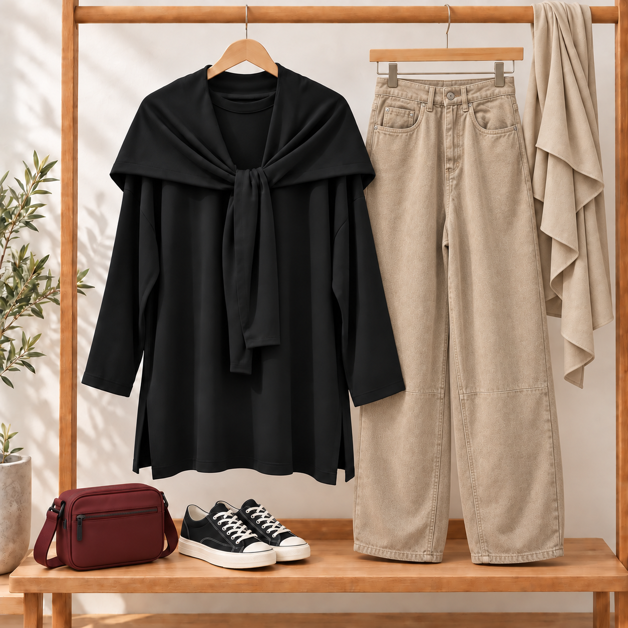 Ke Parçalı Sweatshirt Siyah