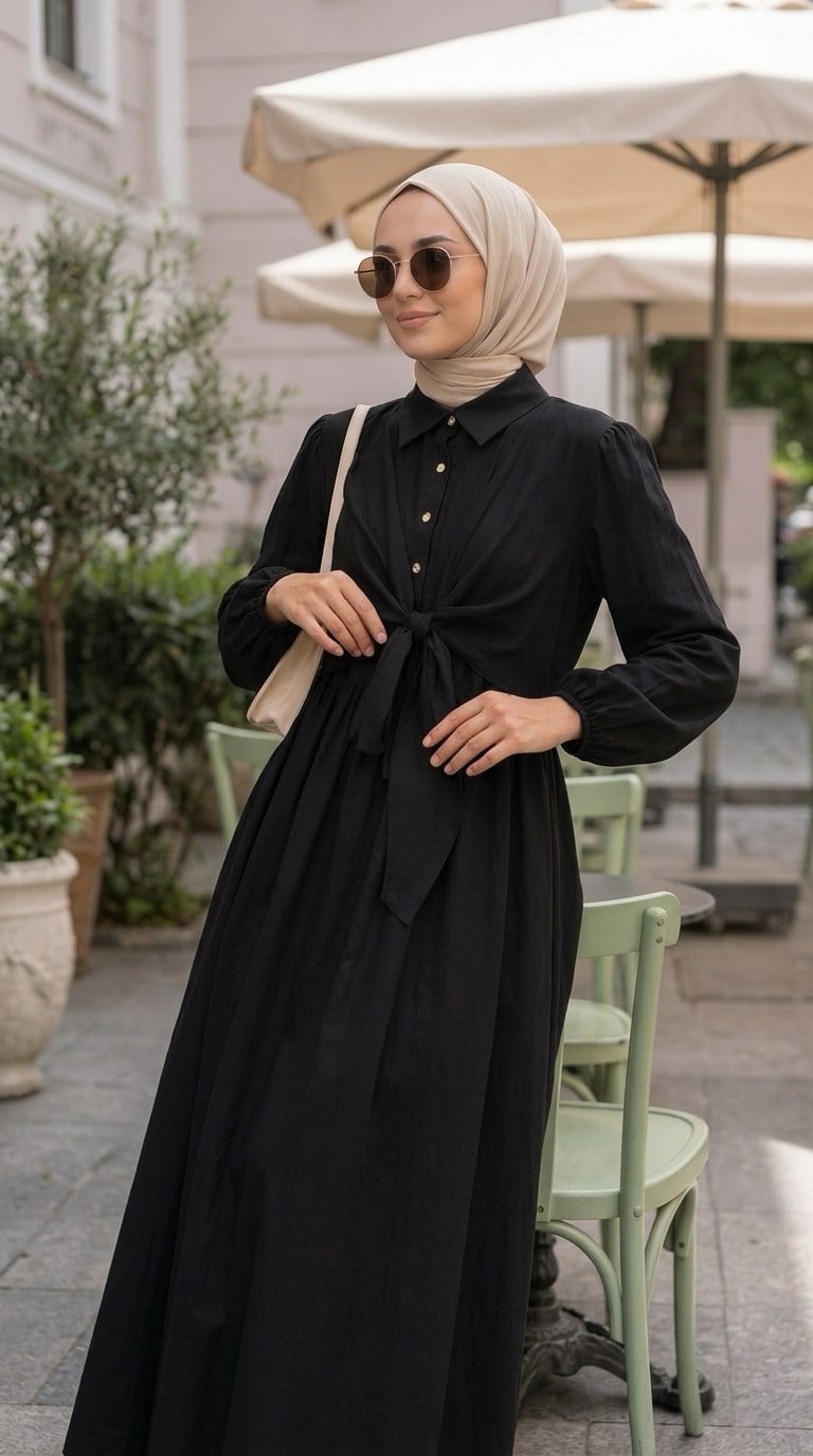 Ma Belden Bağlamalı Elbise Siyah