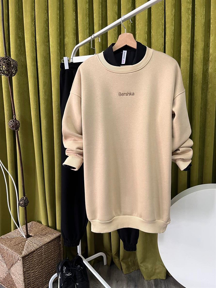 mj bisiklet yaka bershk sweat bej