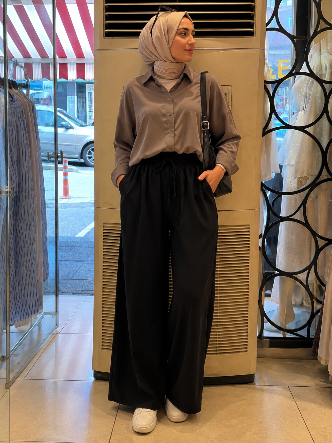 My Modal Kumaş Bol Paça Pantolon Siyah
