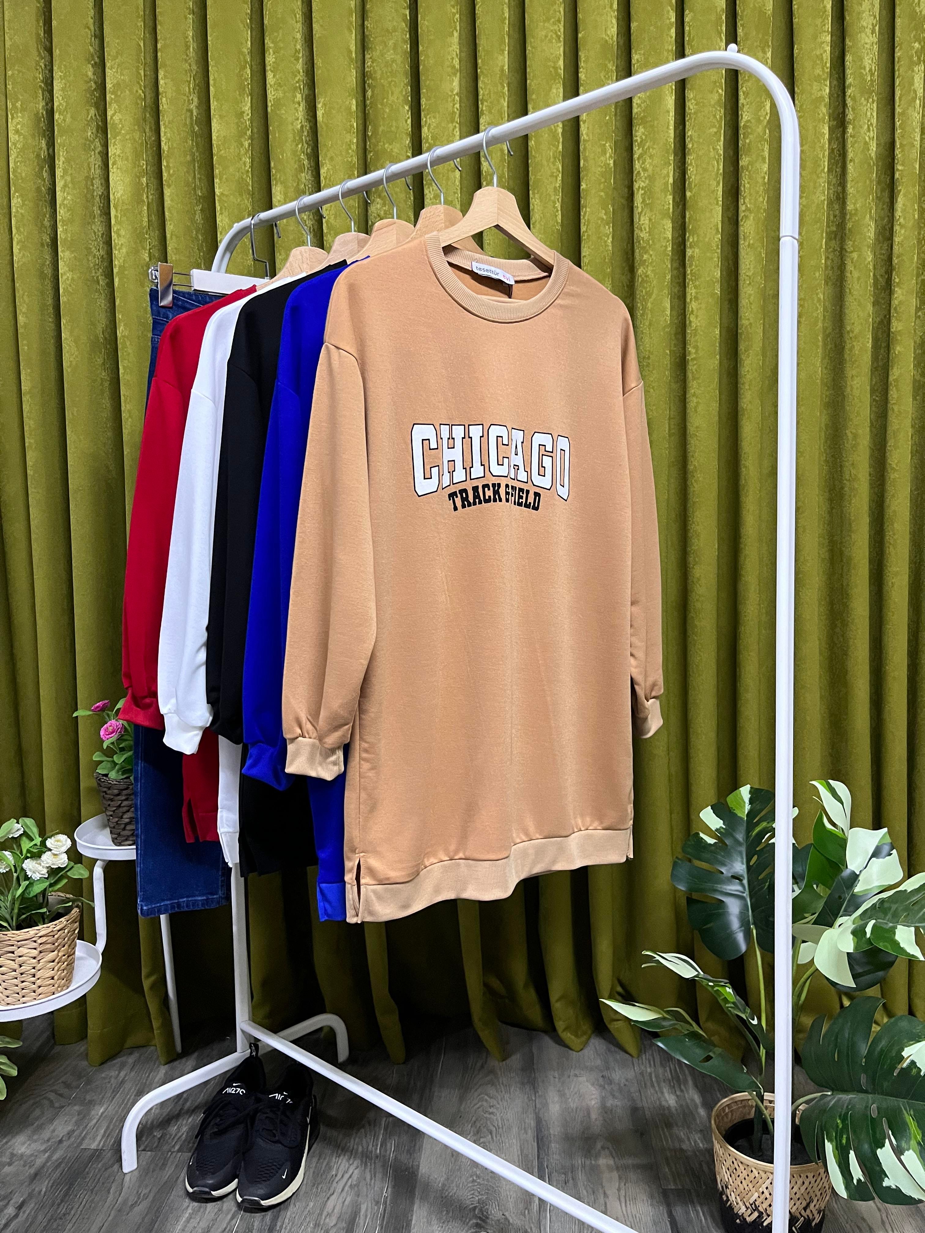 oa chıcago baskılı sweat camel