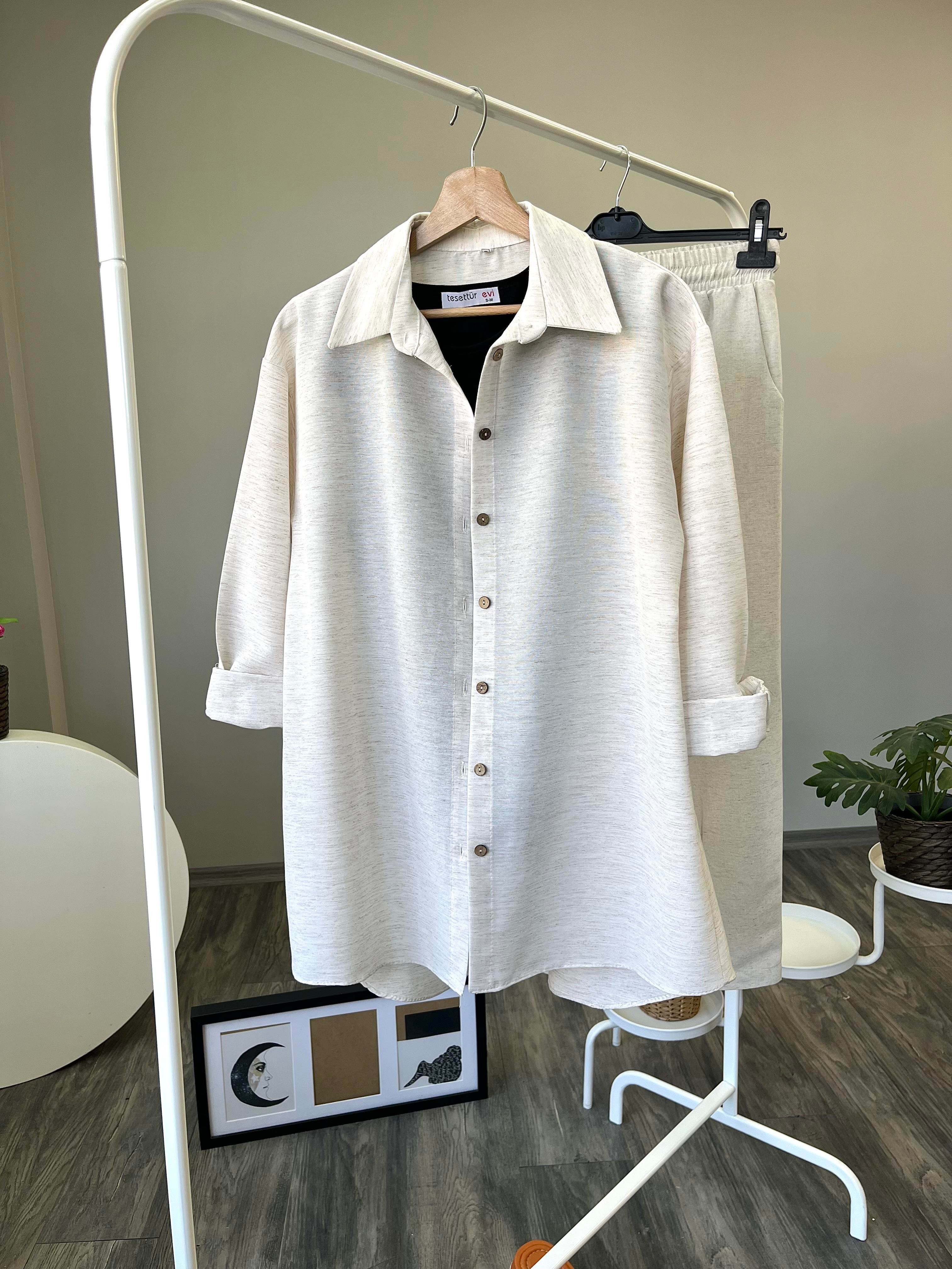 te düz keten gömlek 