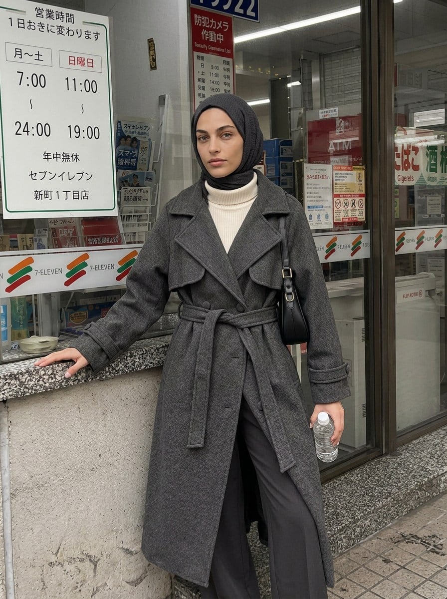 Vv Oversize Kapaklı 6 Düğme Kaşe Kaban Gri