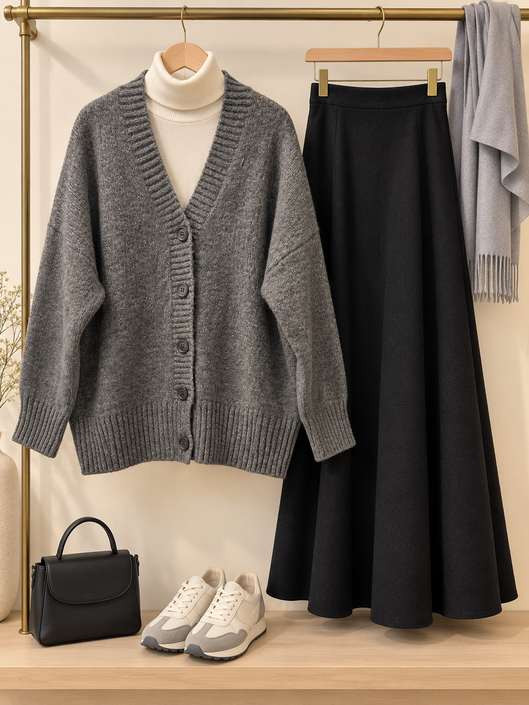 Yn Oversize Triko Hırka Antrasit
