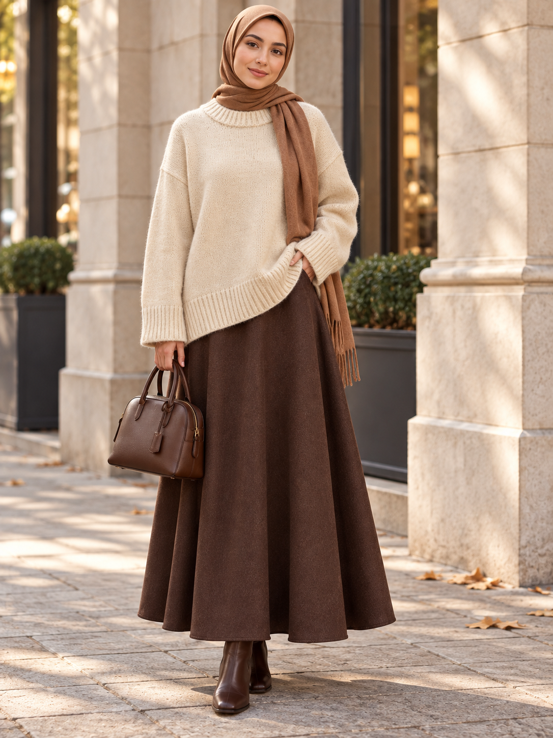 Yn Oversize Triko Kazak Krem