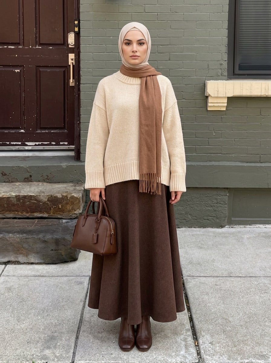 Yn Oversize Triko Kazak Krem