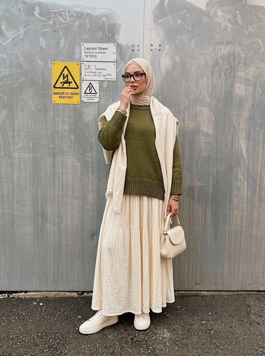 Yn Oversize Triko Kazak Yeşil