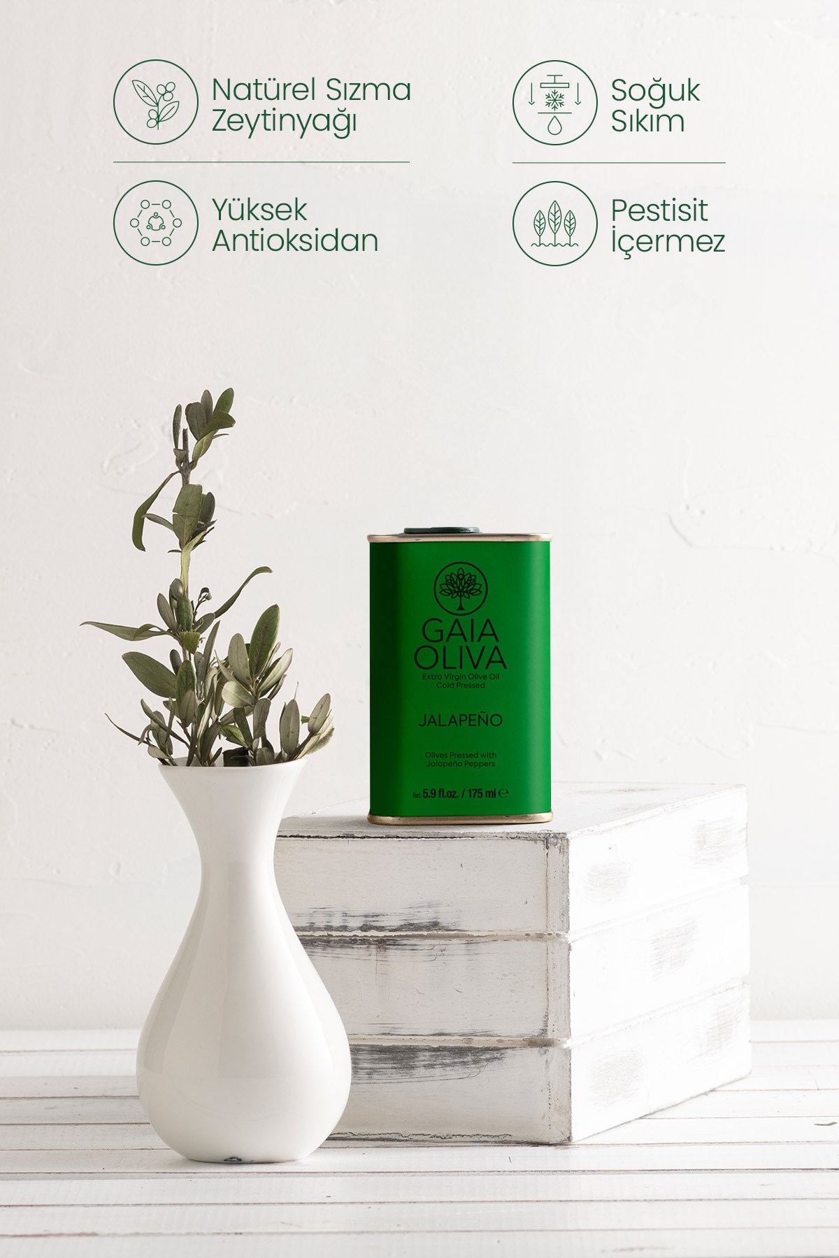 Jalapeno Çeşnili 175 ml Natürel Sızma Zeytinyağı
