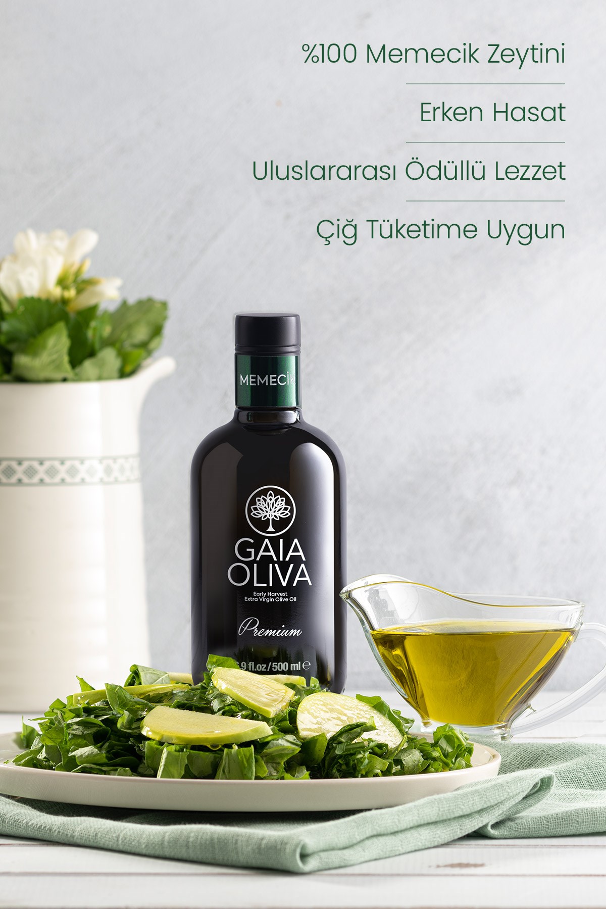 Premium Memecik 500 ml Erken Hasat Natürel Sızma Zeytinyağı (İlk Hasat)