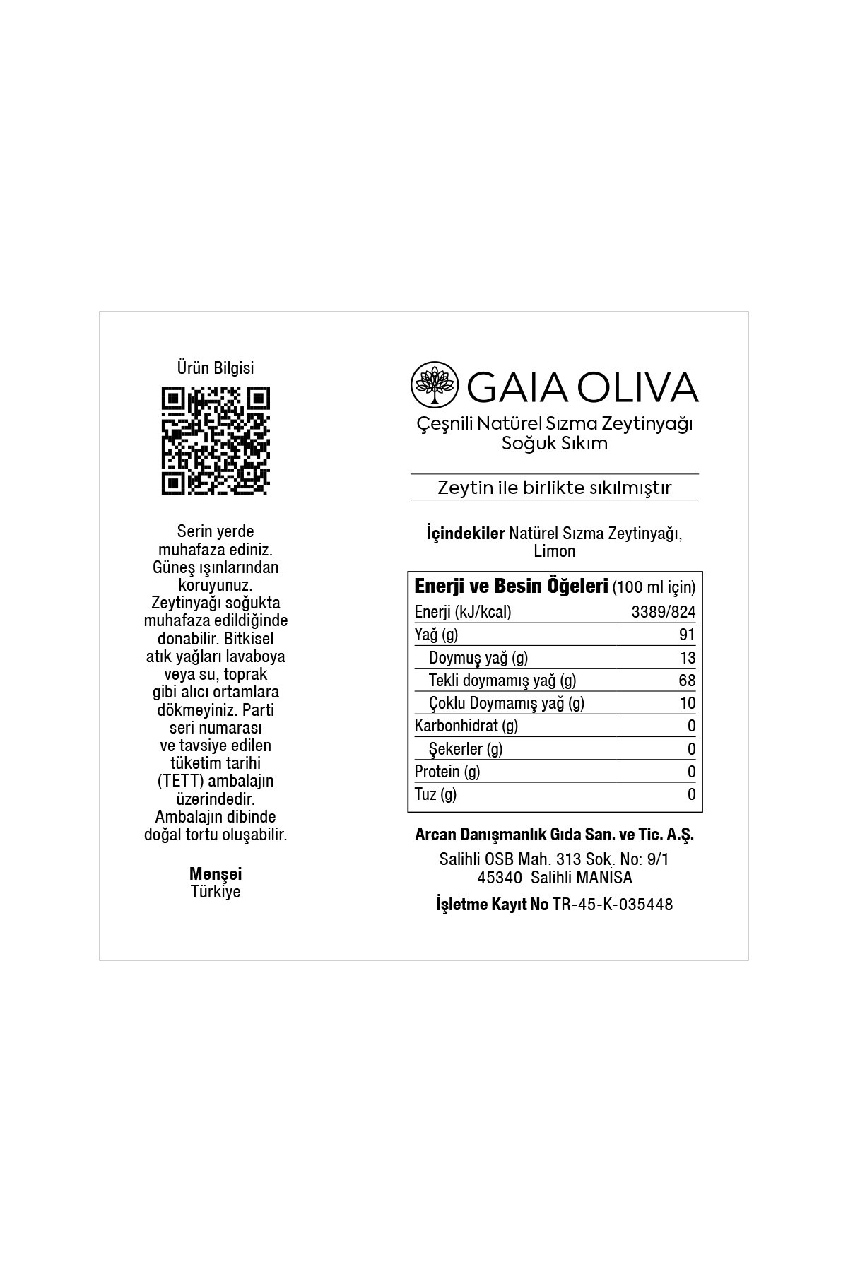 Limon Çeşnili 175 ml Natürel Sızma Zeytinyağı