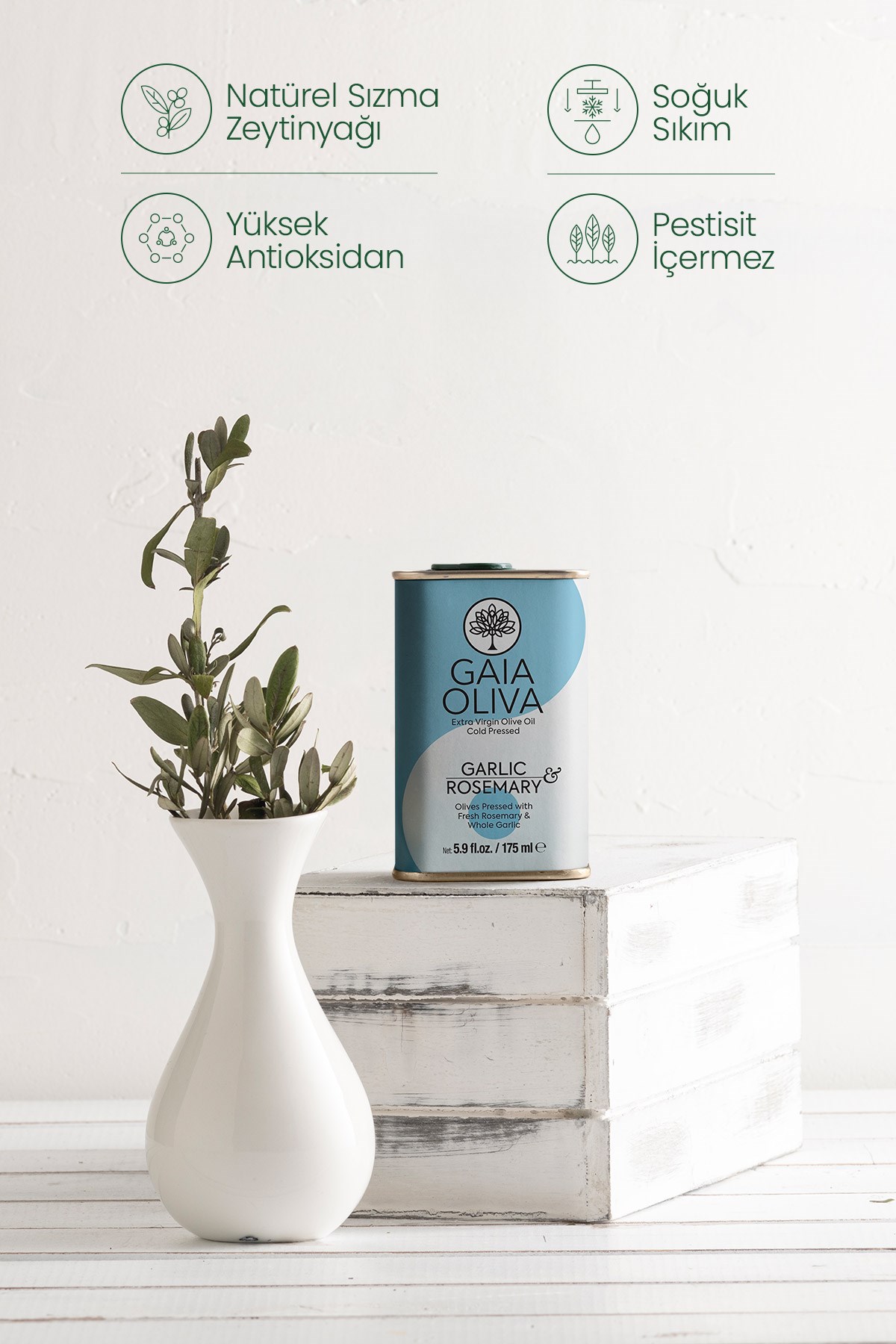 Sarımsak-Biberiye Mix Çeşnili 175 ml Natürel Sızma Zeytinyağı