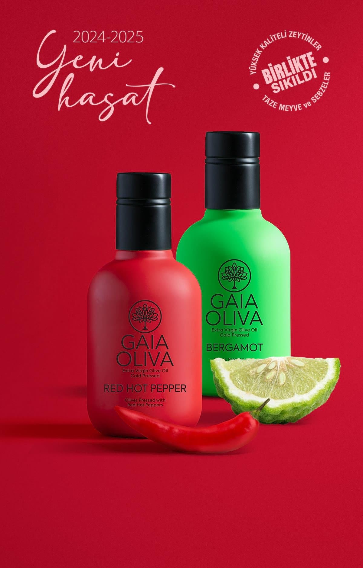 2li Bergamot ve Kırmızı Acı Biber Çeşnili 250 ml Natürel Sızma Zeytinyağı (Yeni Hasat)