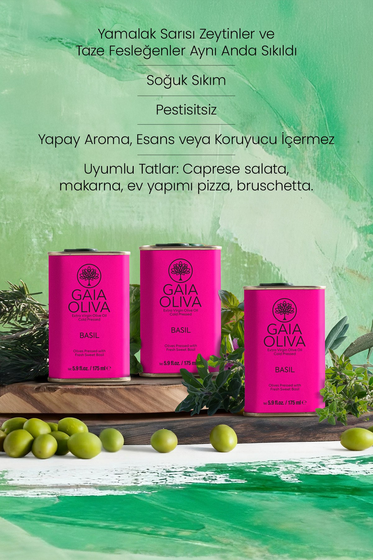 Fesleğen Çeşnili 175 ml Natürel Sızma Zeytinyağı