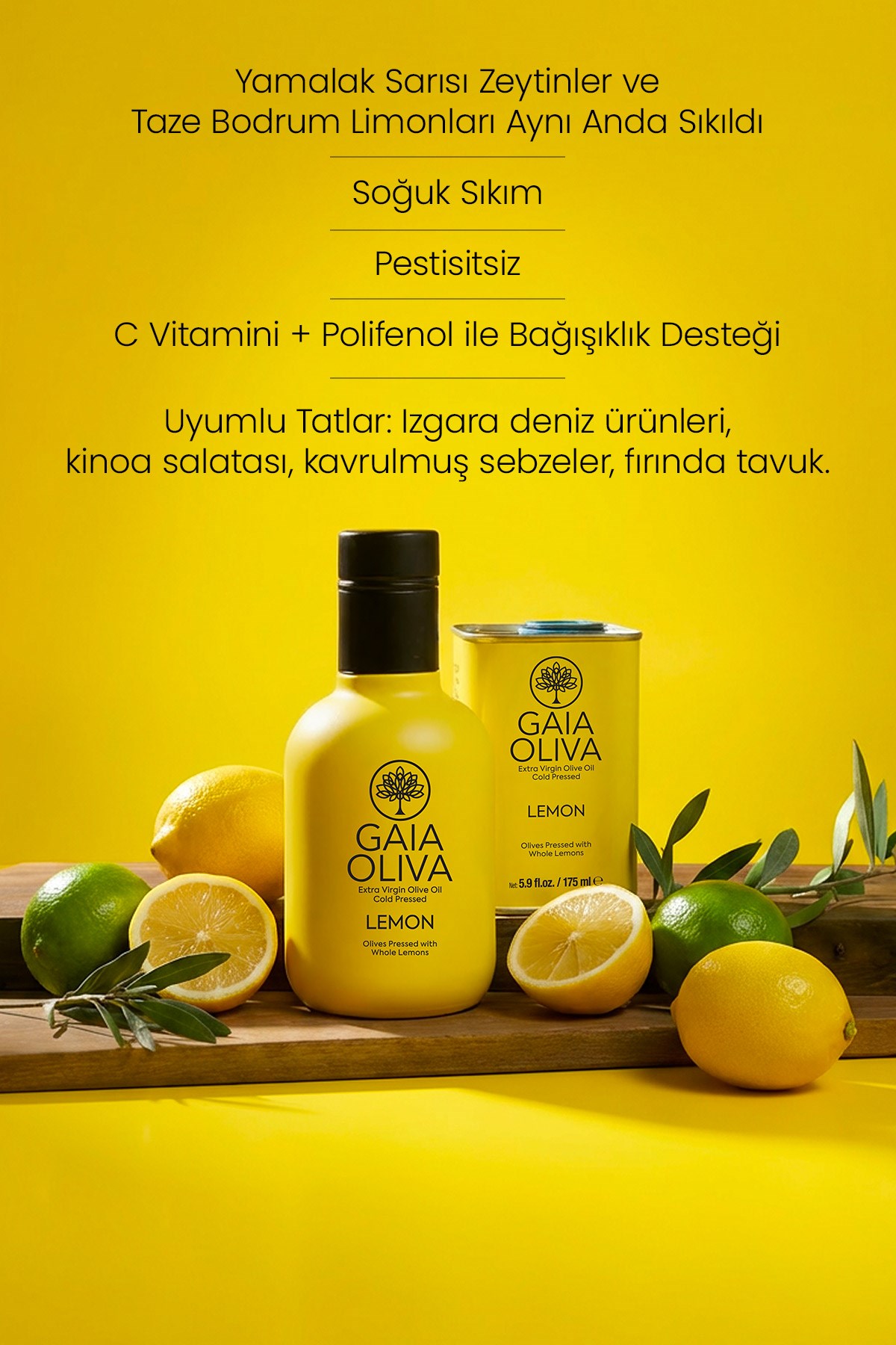 Limon Çeşnili 250 ml Natürel Sızma Zeytinyağı