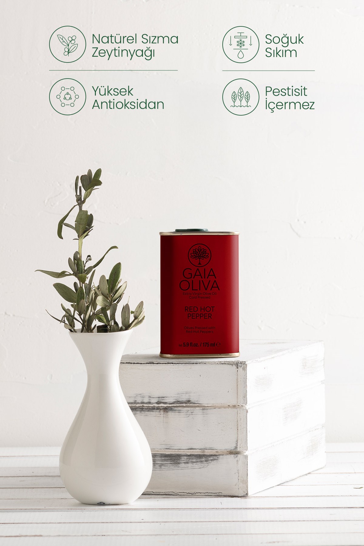 Kırmızı Acı Biber Çeşnili 175 ml Natürel Sızma Zeytinyağı