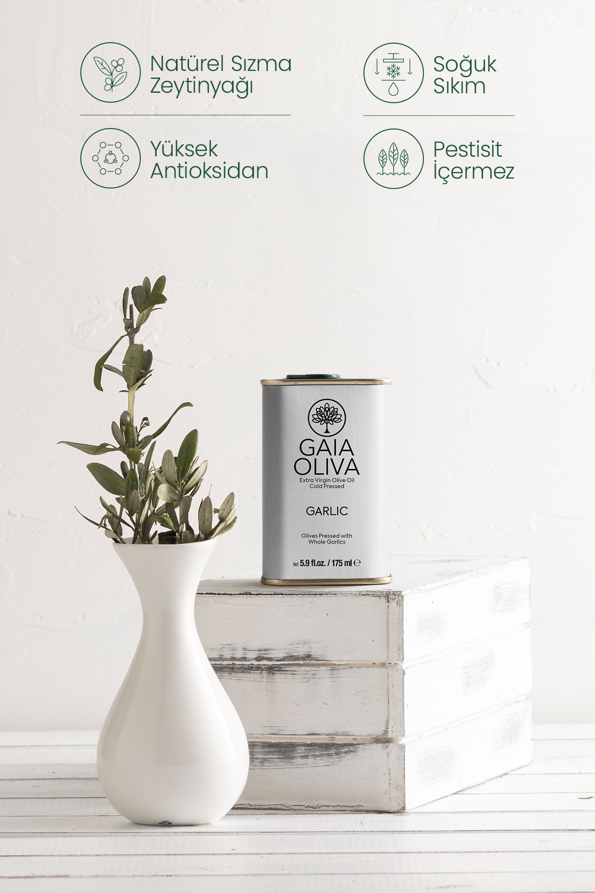 Sarımsak Çeşnili 175 ml Natürel Sızma Zeytinyağı