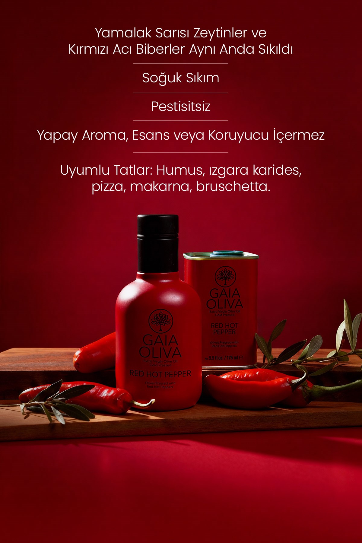 Kırmızı Acı Biber Çeşnili 250 ml Natürel Sızma Zeytinyağı