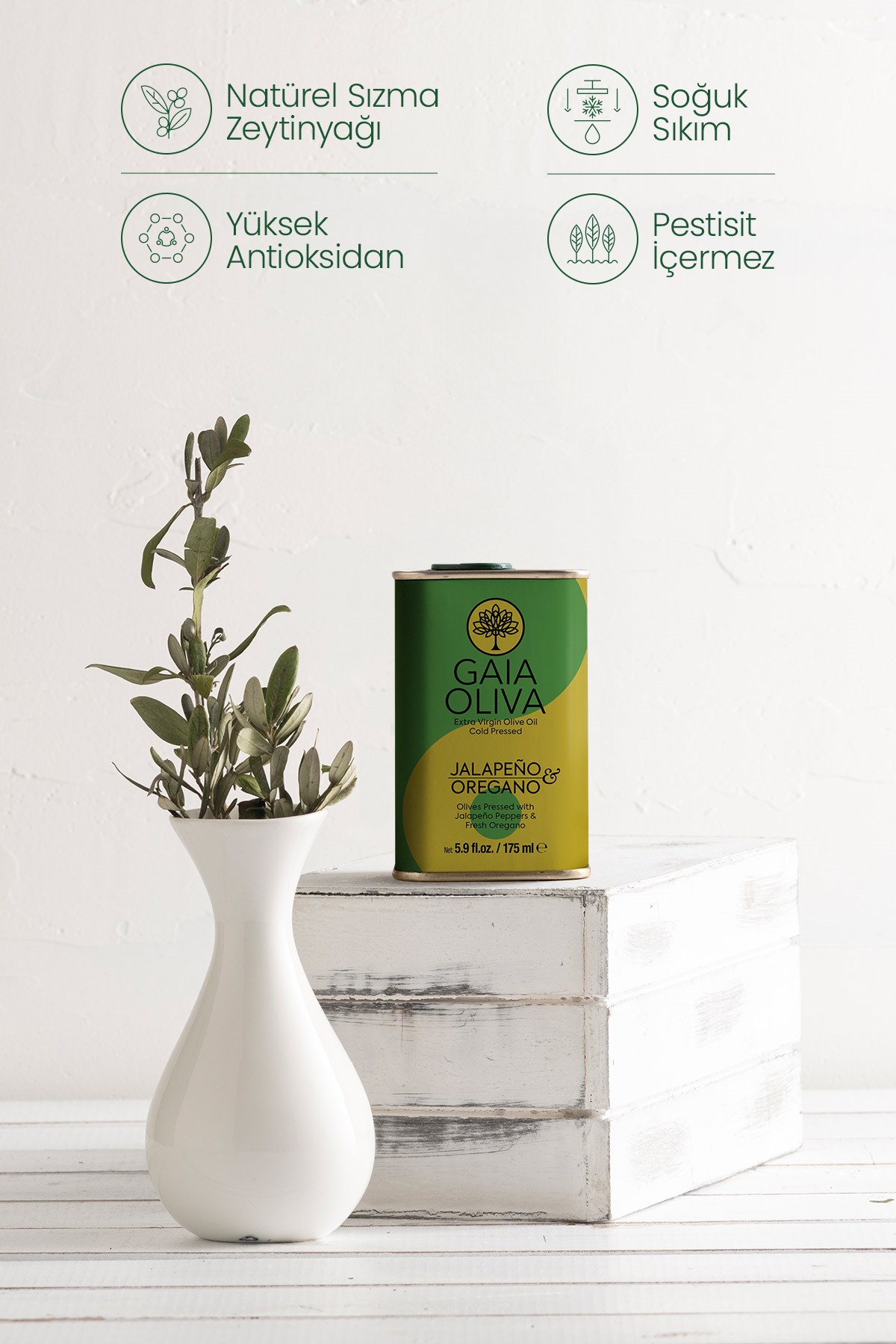 Jalapeno-Dağ Kekiği Mix Çeşnili 175 ml Natürel Sızma Zeytinyağı