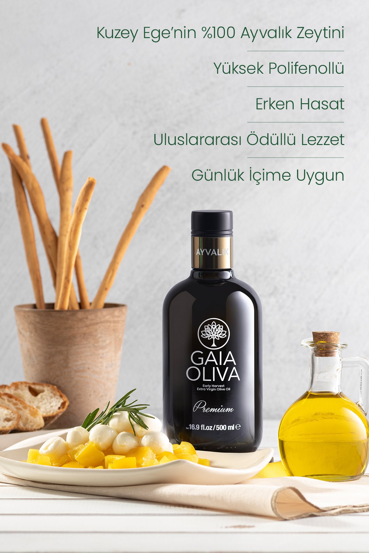 Premium Ayvalık 500 ml Erken Hasat Natürel Sızma Zeytinyağı