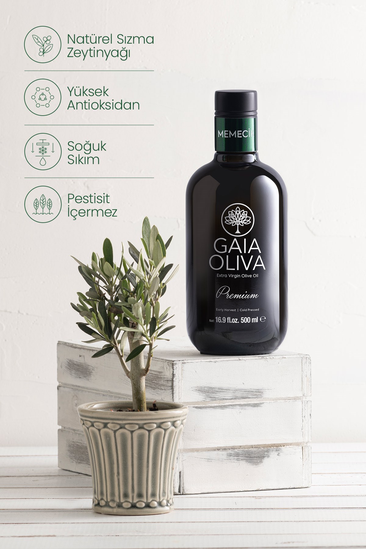 Premium Memecik 500 ml Erken Hasat Natürel Sızma Zeytinyağı