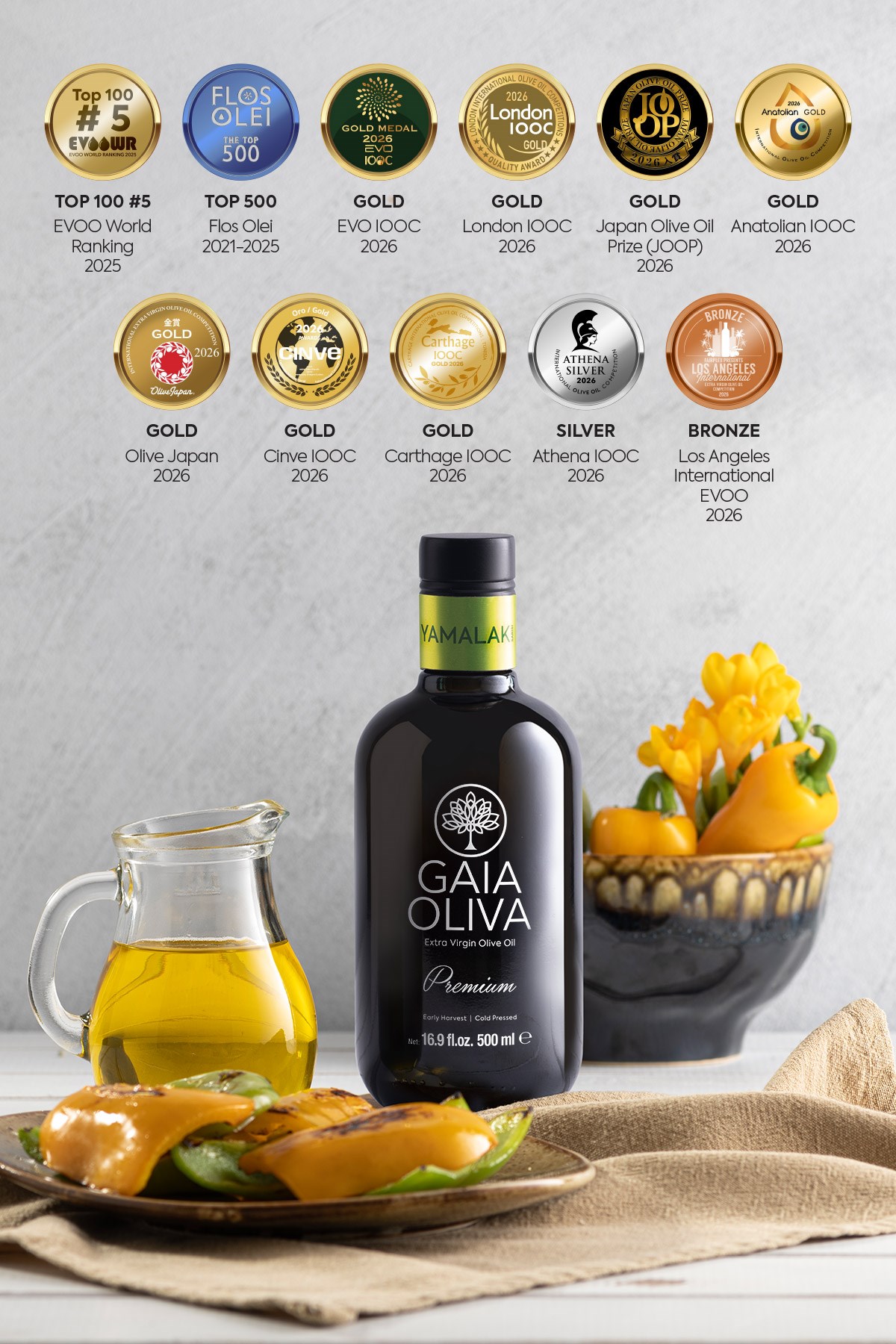 Premium Yamalak Sarısı 500 ml Erken Hasat Natürel Sızma Zeytinyağı