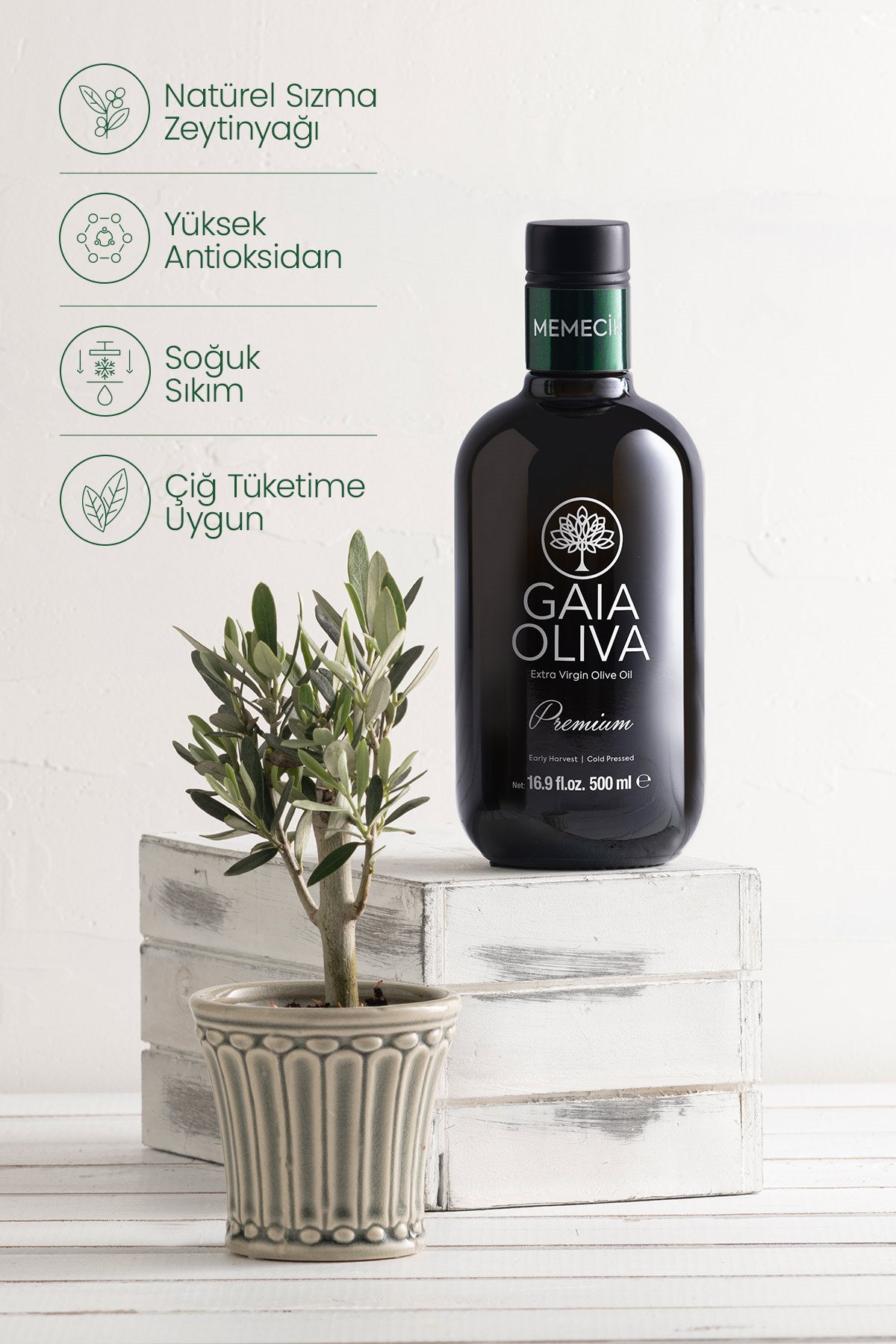 Ödüllü Premium Memecik 500 ml Erken Hasat Natürel Sızma Zeytinyağı