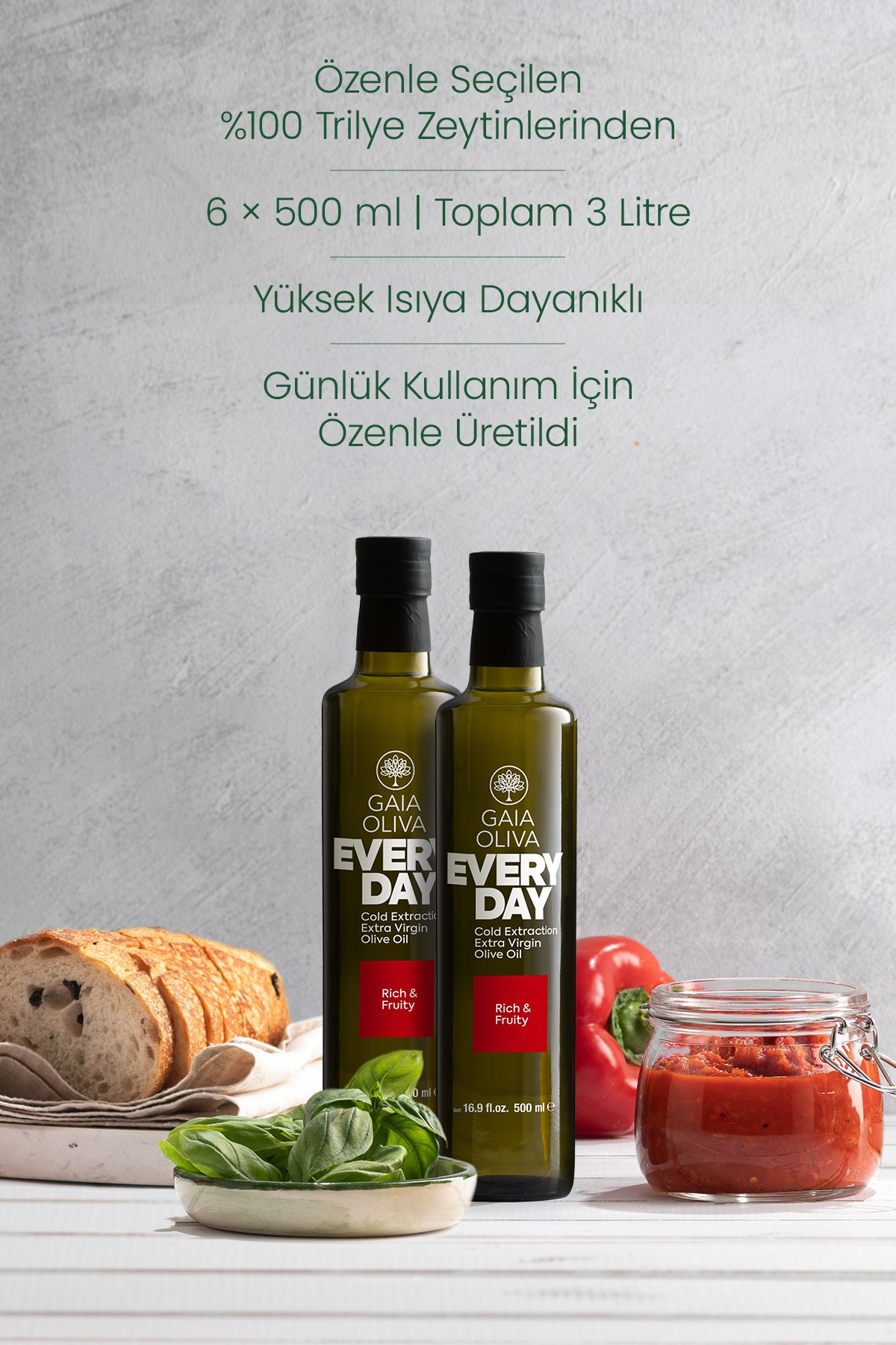 6lı Everyday 500 ml Natürel Sızma Zeytinyağı