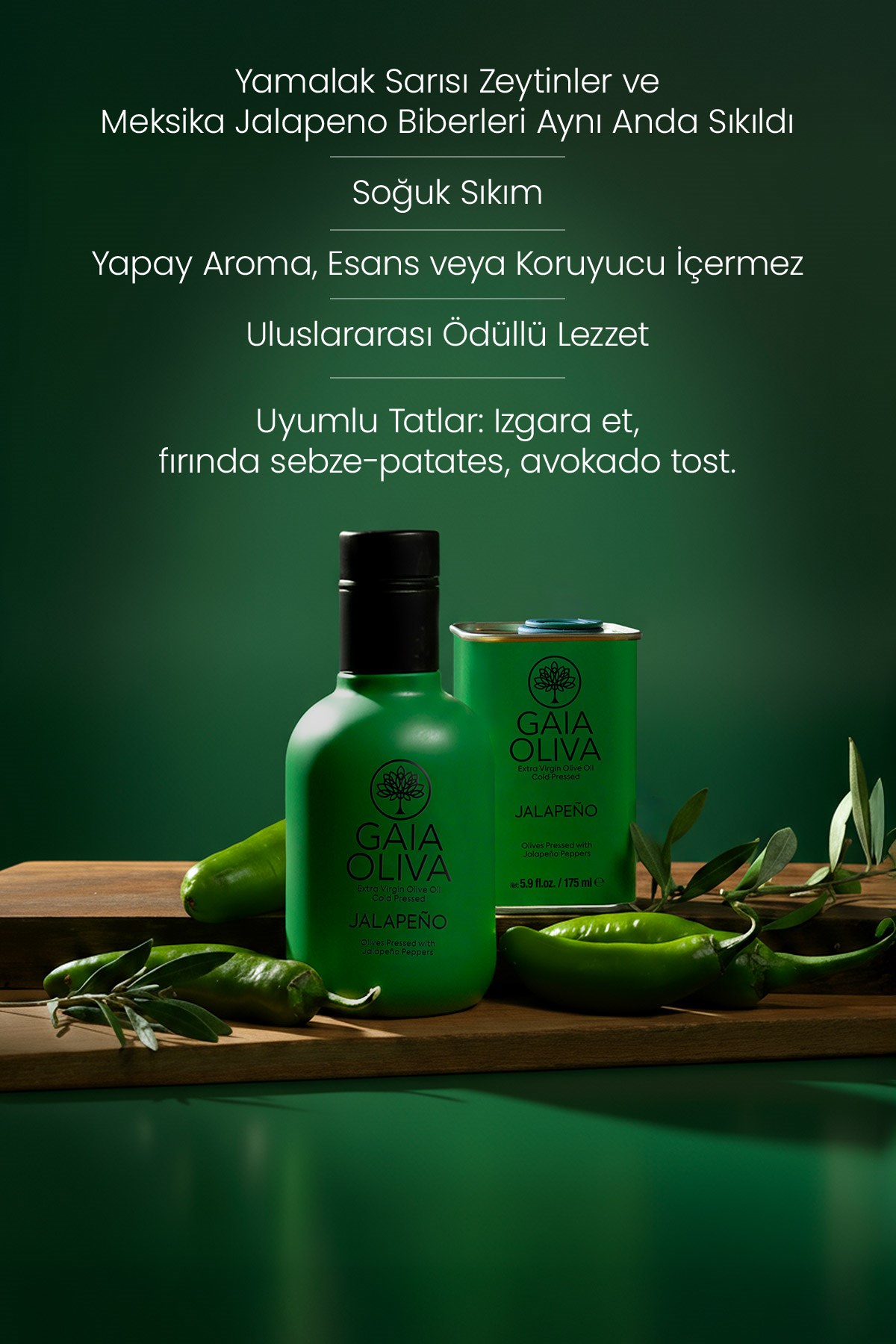 Jalapeno Çeşnili 250 ml Natürel Sızma Zeytinyağı