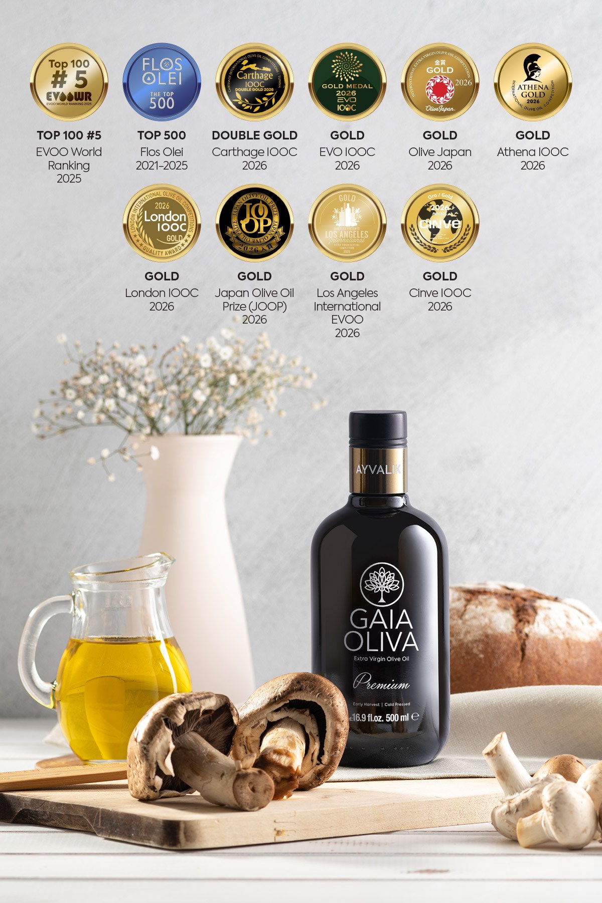 Premium Ayvalık 500 ml Erken Hasat Natürel Sızma Zeytinyağı