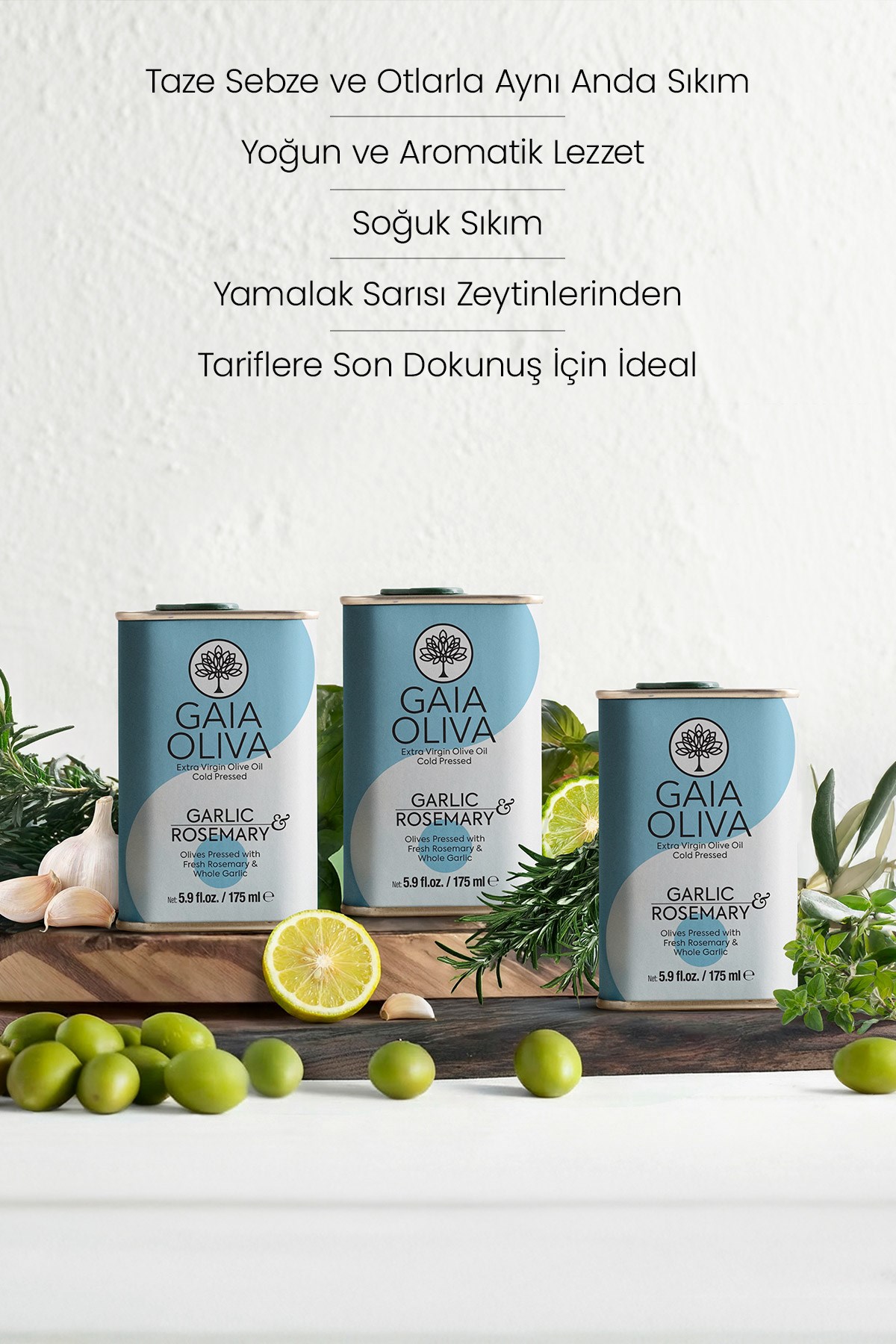 Sarımsak-Biberiye Mix Çeşnili 175 ml Natürel Sızma Zeytinyağı