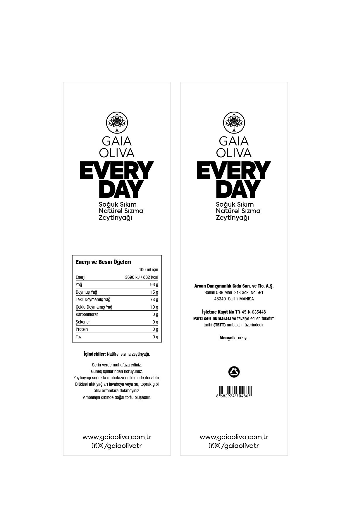 Everyday Trilye 5 lt Natürel Sızma Zeytinyağı