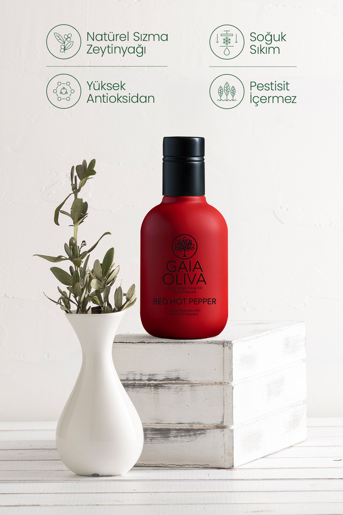Kırmızı Acı Biber Çeşnili 250 ml Natürel Sızma Zeytinyağı