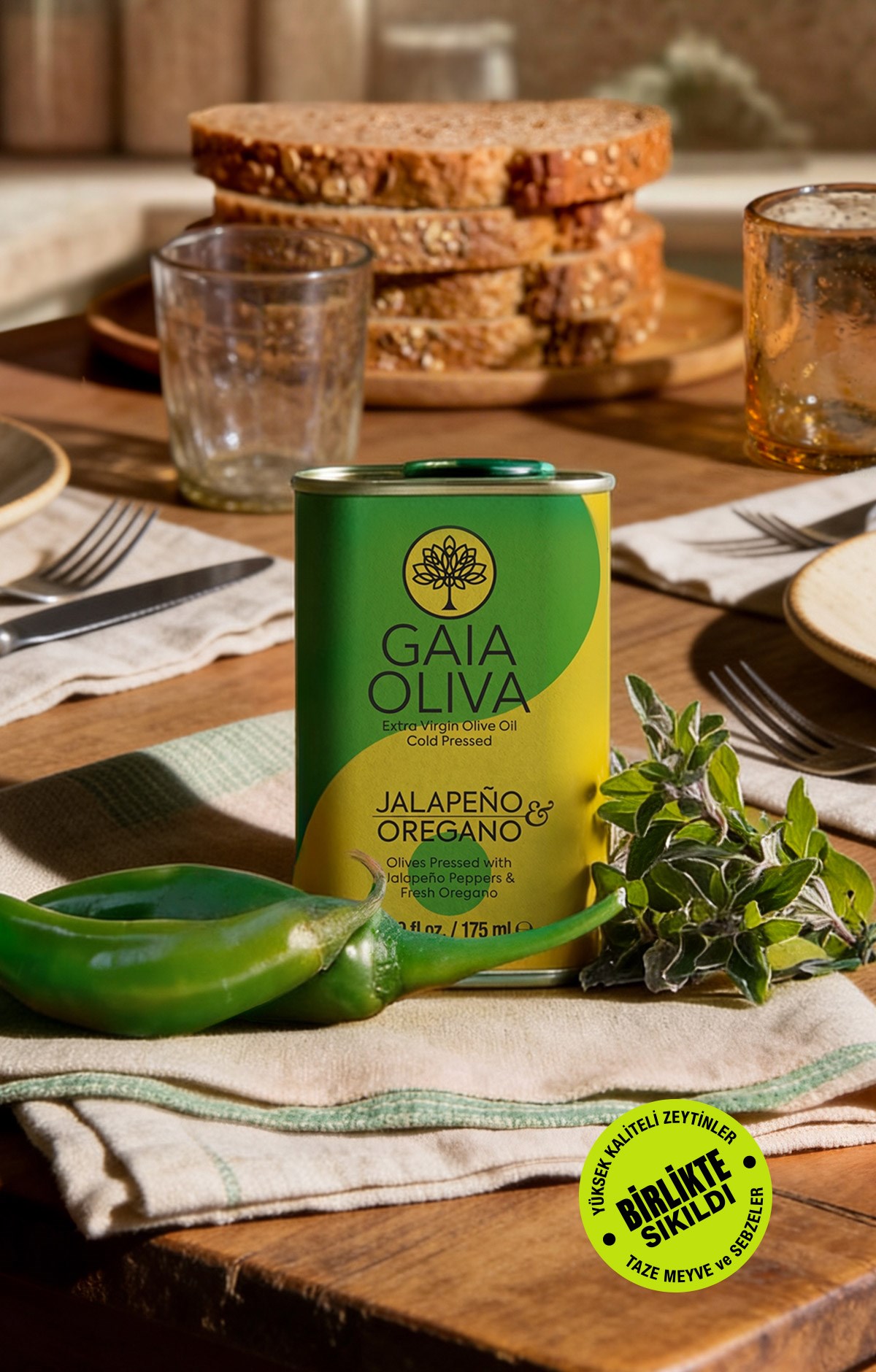 Jalapeno-Dağ Kekiği Mix Çeşnili 175 ml Natürel Sızma Zeytinyağı