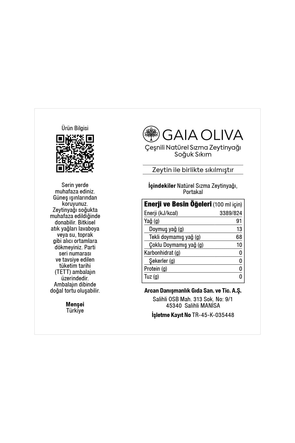 Portakal Çeşnili 175 ml Natürel Sızma Zeytinyağı
