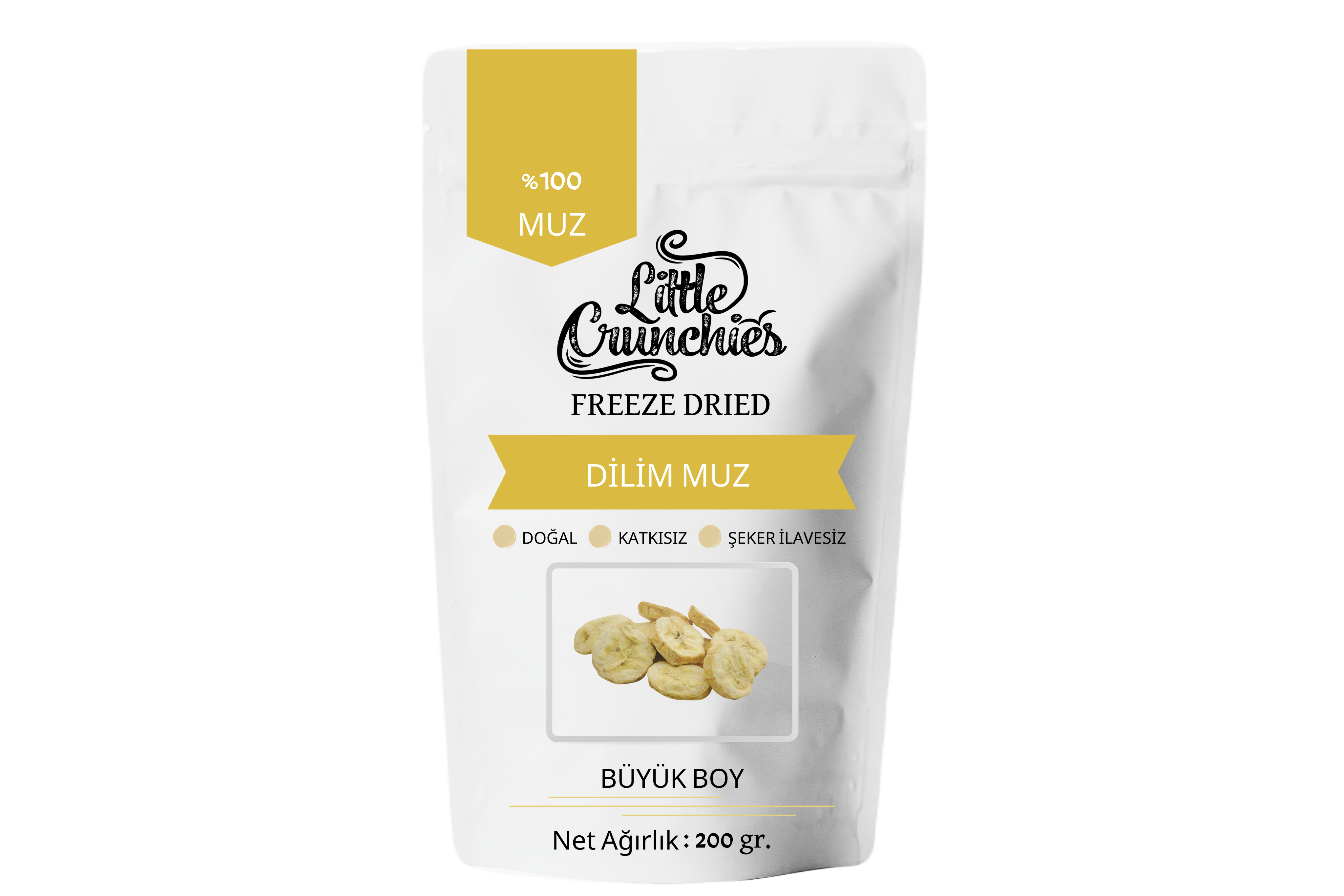Freeze Dried Dilim Muz - 200 Gr. - Büyük Boy - Dondurularak Kurutulmuş
