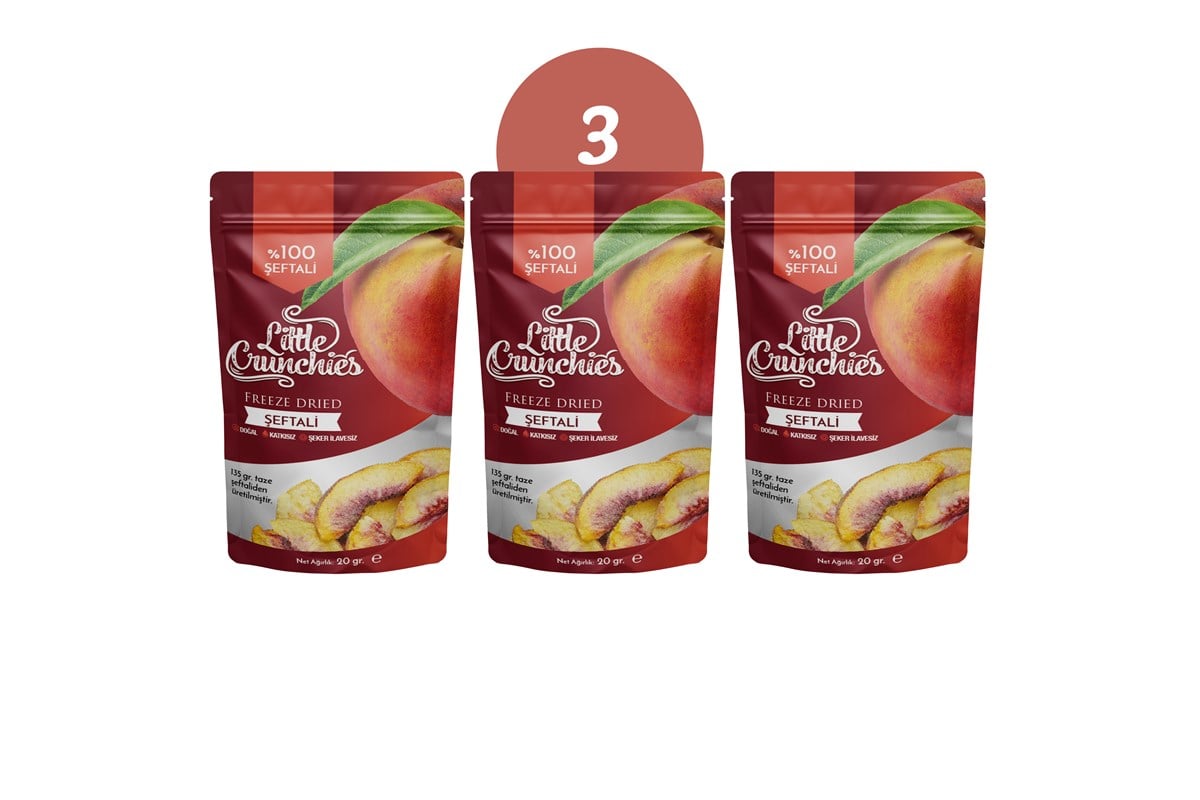 Freeze Dried Şeftali 3'lü Paket - Dondurularak Kurutulmuş - 3x20 Gr. 