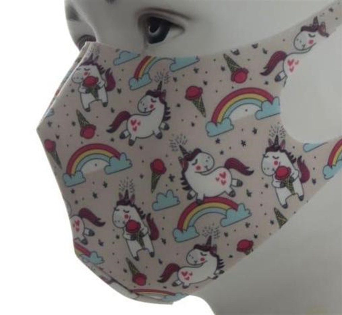 Unicornlu Oeko-Tex Sertifikalı Yıkanabilir Antibakteriyel Çocuk Maskesi